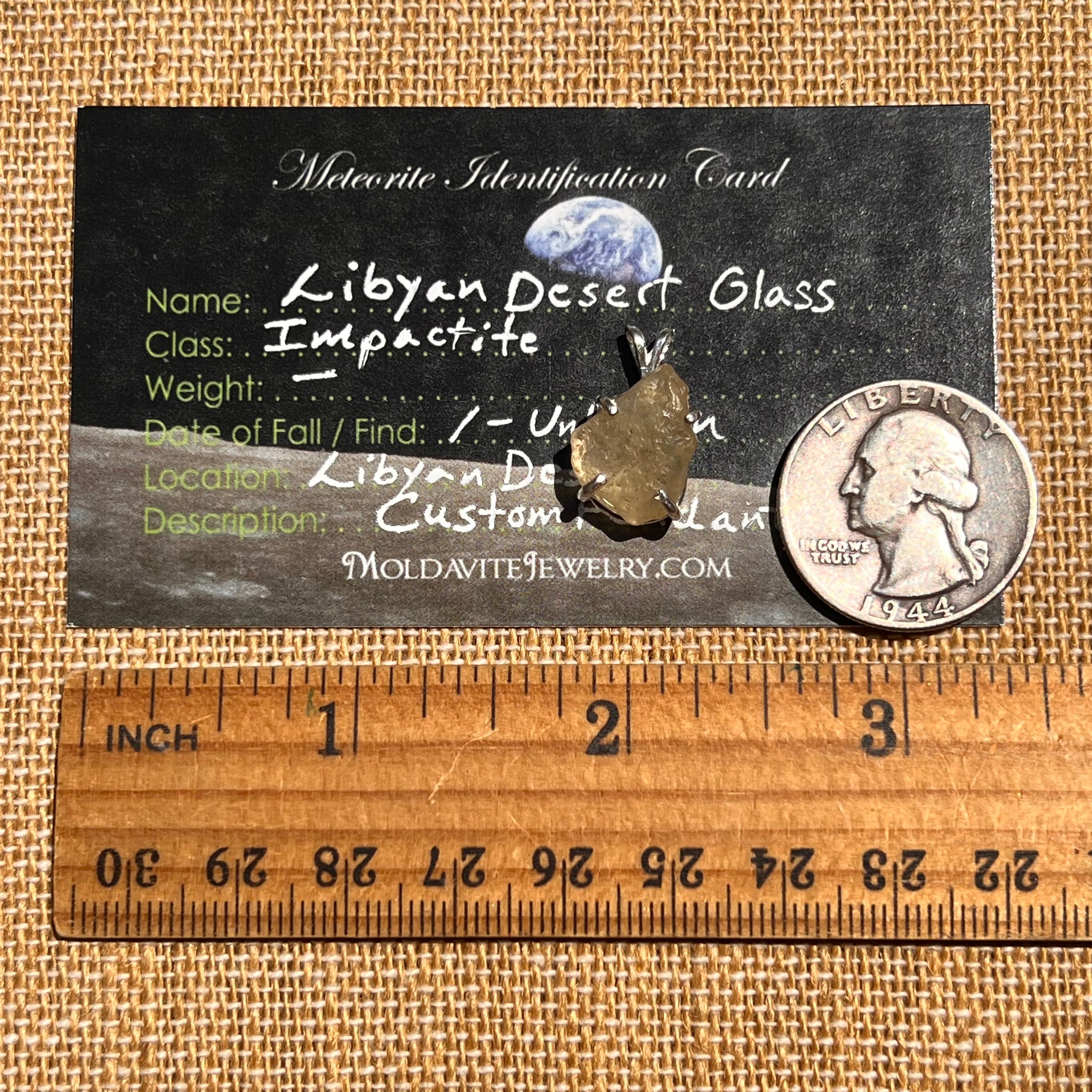 Libyan Desert Glass Pendant Sterling Silver #8330-Moldavite Life