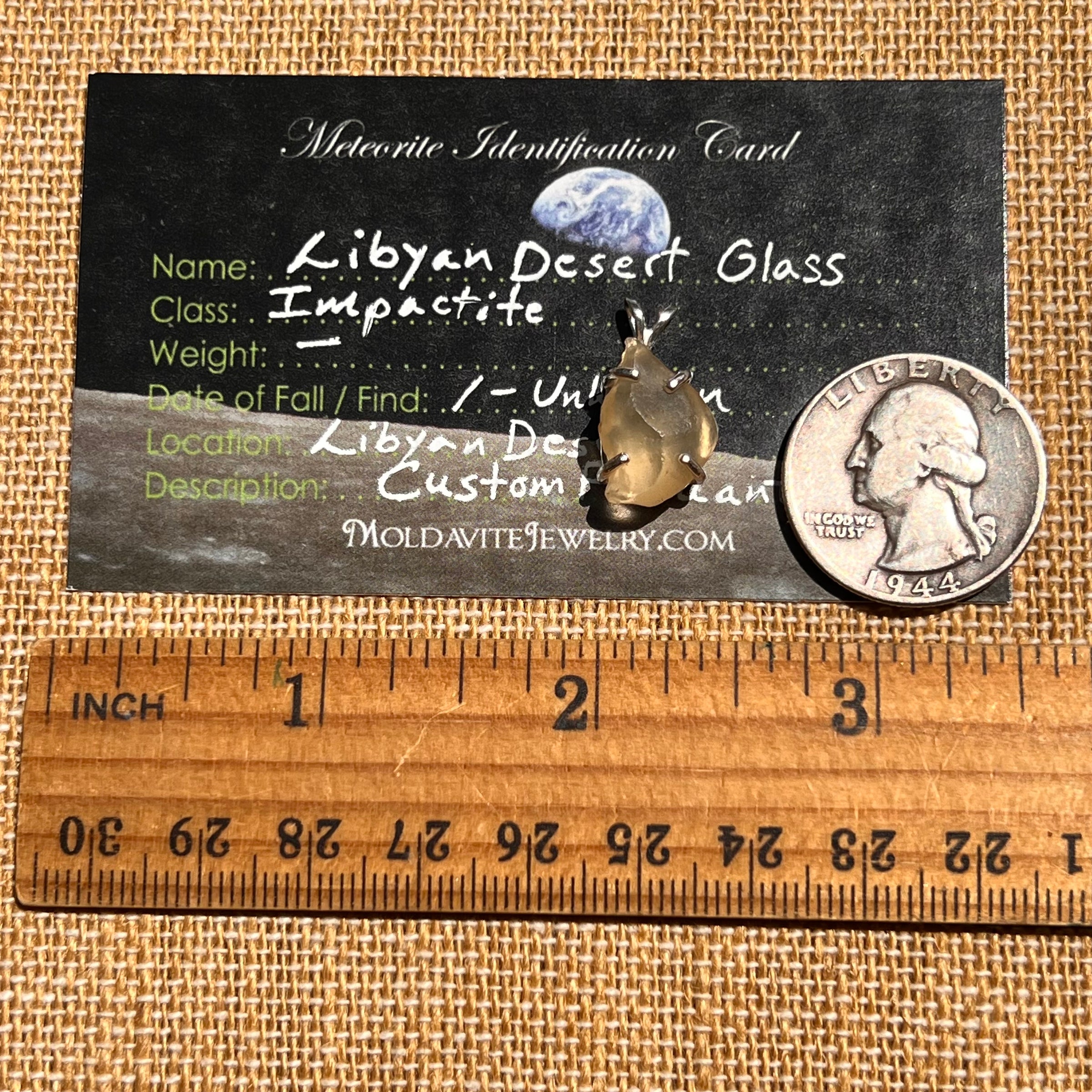 Libyan Desert Glass Pendant Sterling Silver #8331-Moldavite Life