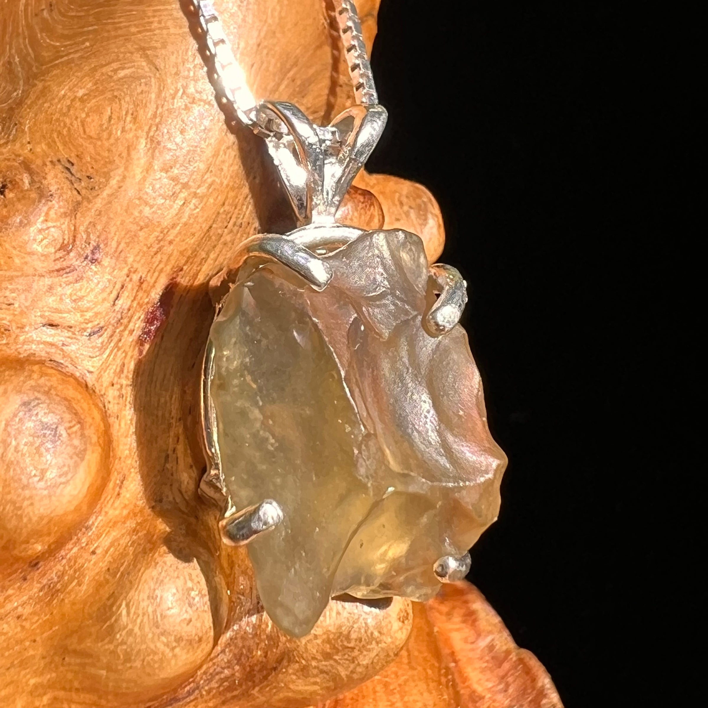 Libyan Desert Glass Pendant Sterling Silver #8332-Moldavite Life