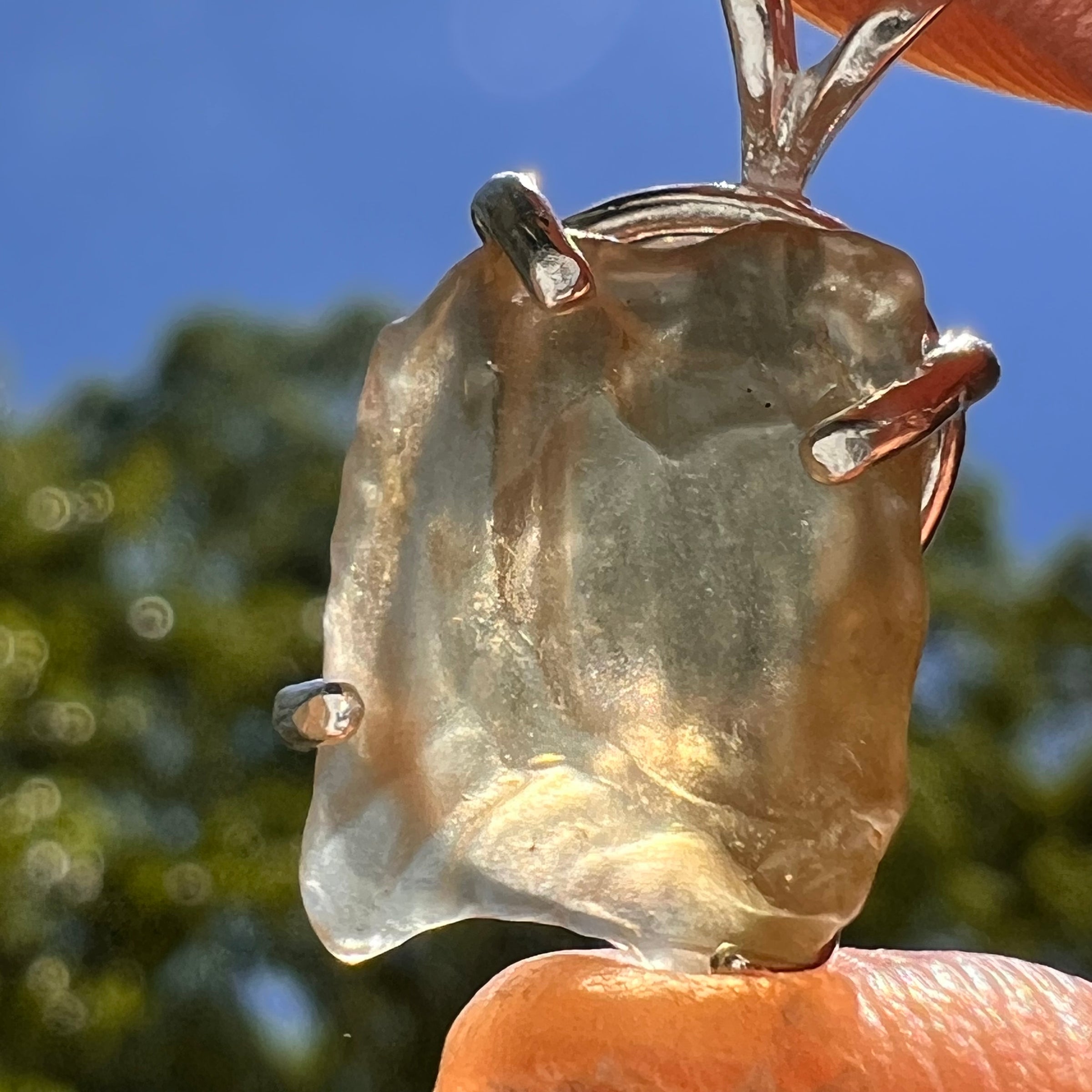 Libyan Desert Glass Pendant Sterling Silver #8332-Moldavite Life