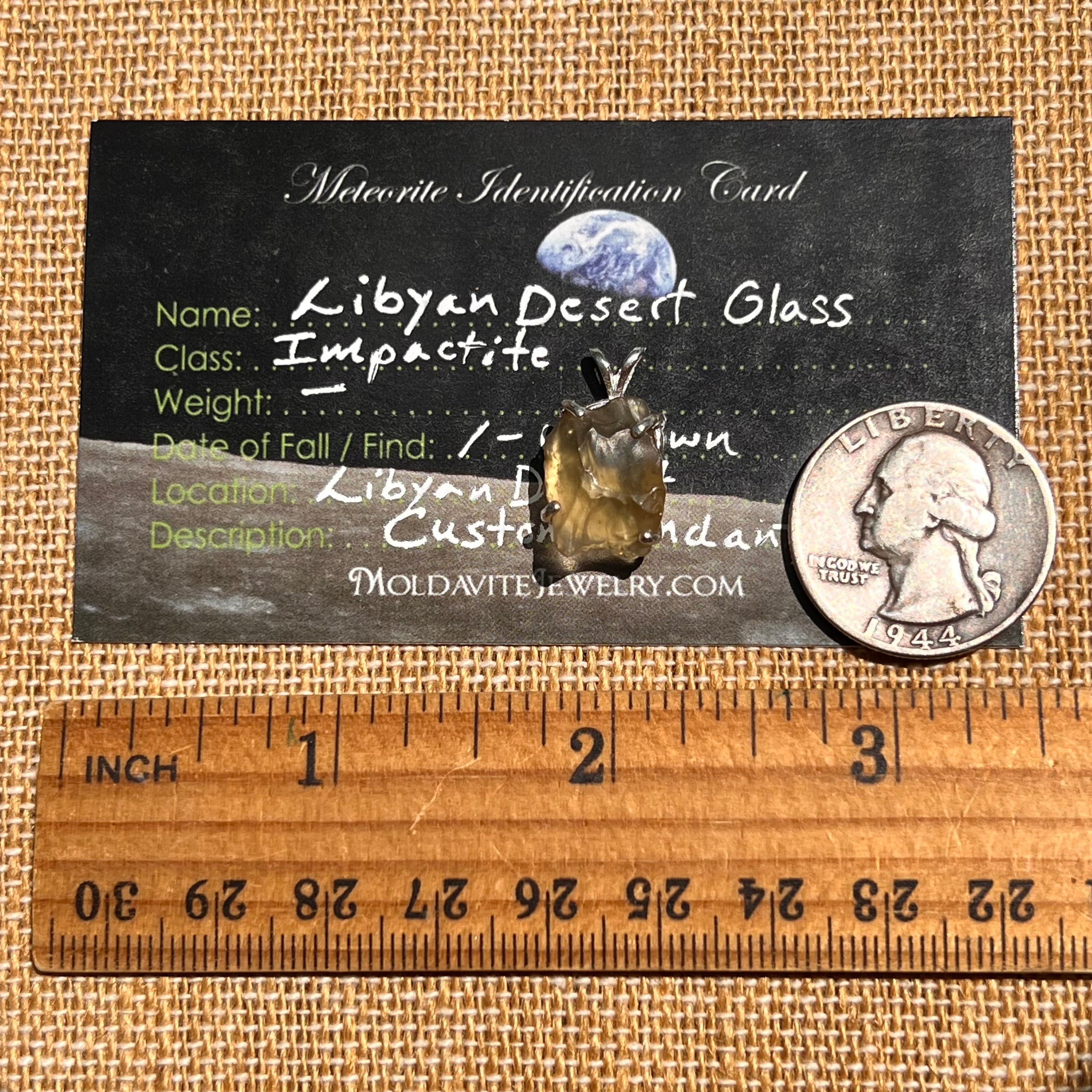 Libyan Desert Glass Pendant Sterling Silver #8332-Moldavite Life