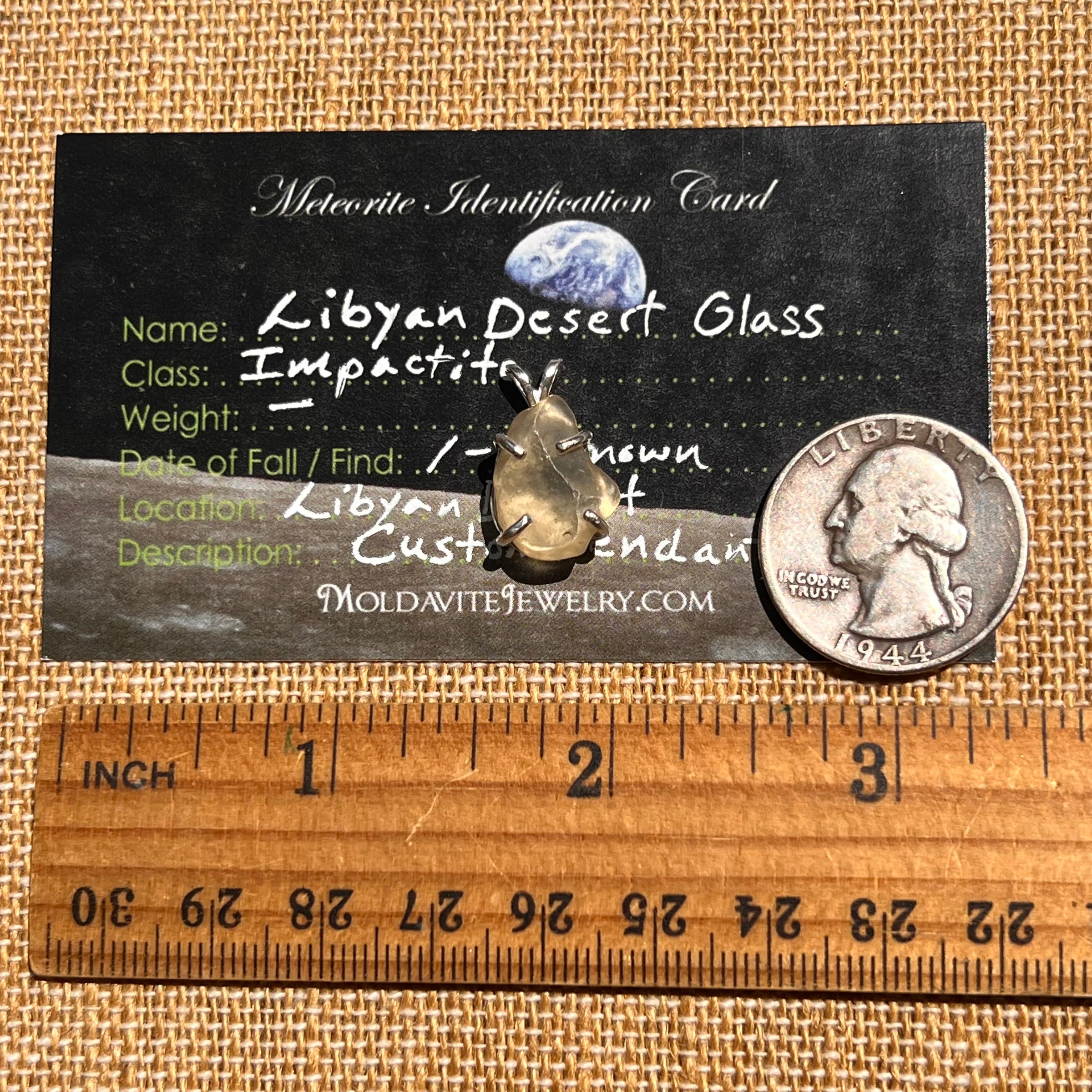 Libyan Desert Glass Pendant Sterling Silver #8333-Moldavite Life