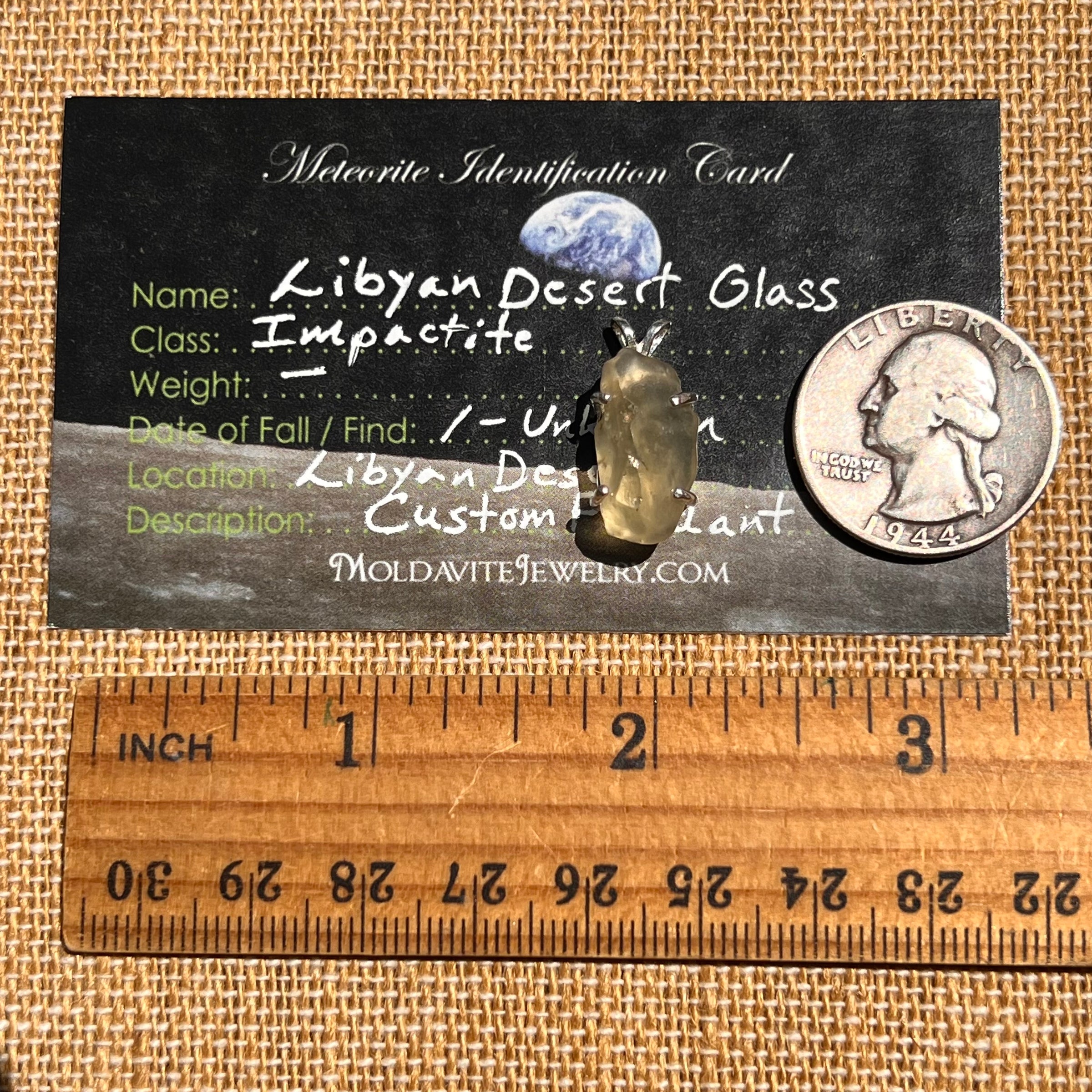 Libyan Desert Glass Pendant Sterling Silver #8334-Moldavite Life