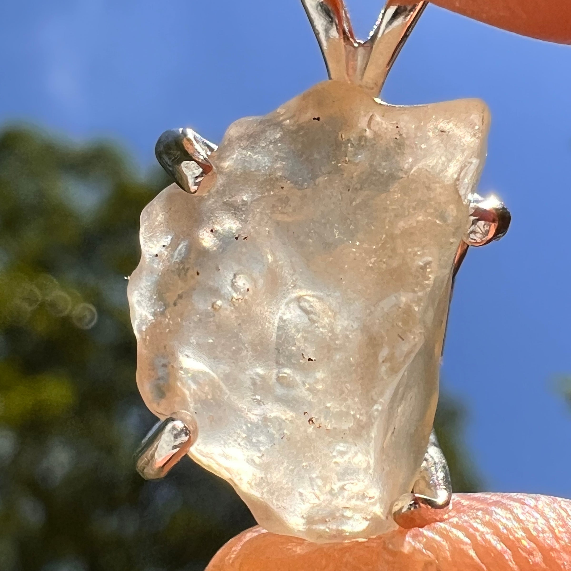 Libyan Desert Glass Pendant Sterling Silver #8335-Moldavite Life