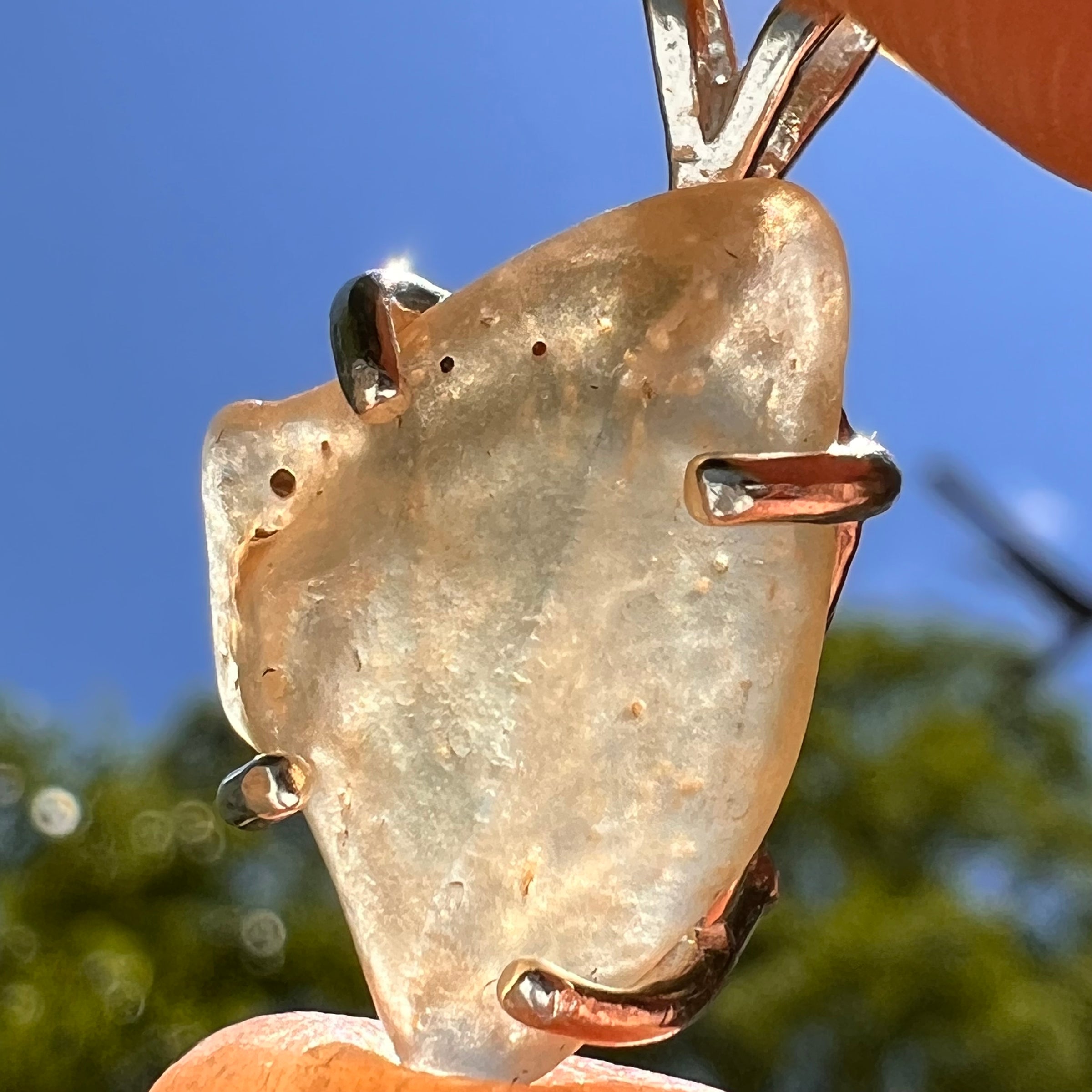 Libyan Desert Glass Pendant Sterling Silver #8336-Moldavite Life