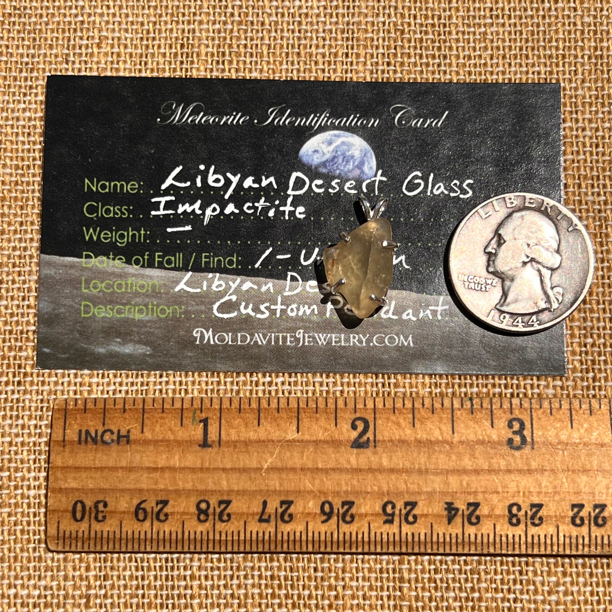 Libyan Desert Glass Pendant Sterling Silver #8336-Moldavite Life