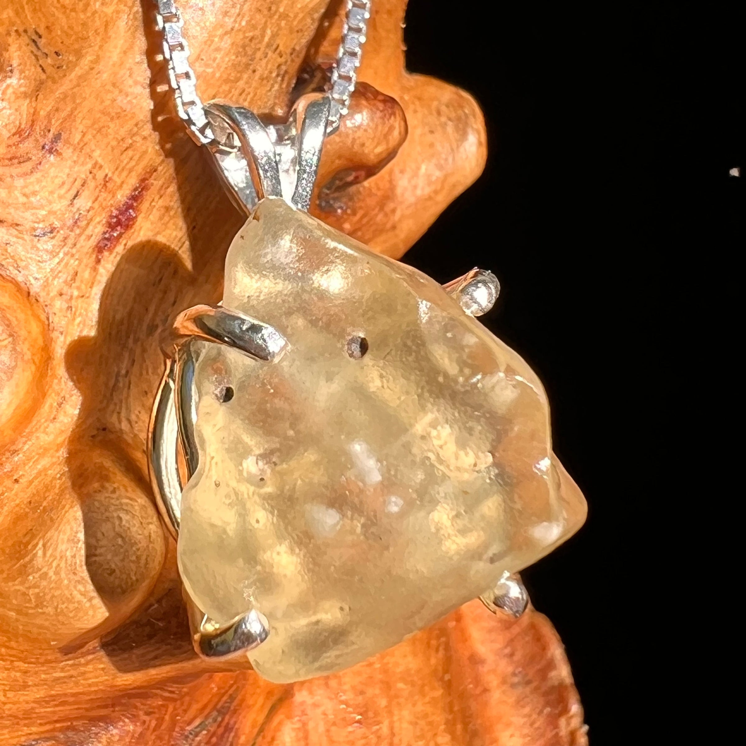 Libyan Desert Glass Pendant Sterling Silver #8337-Moldavite Life