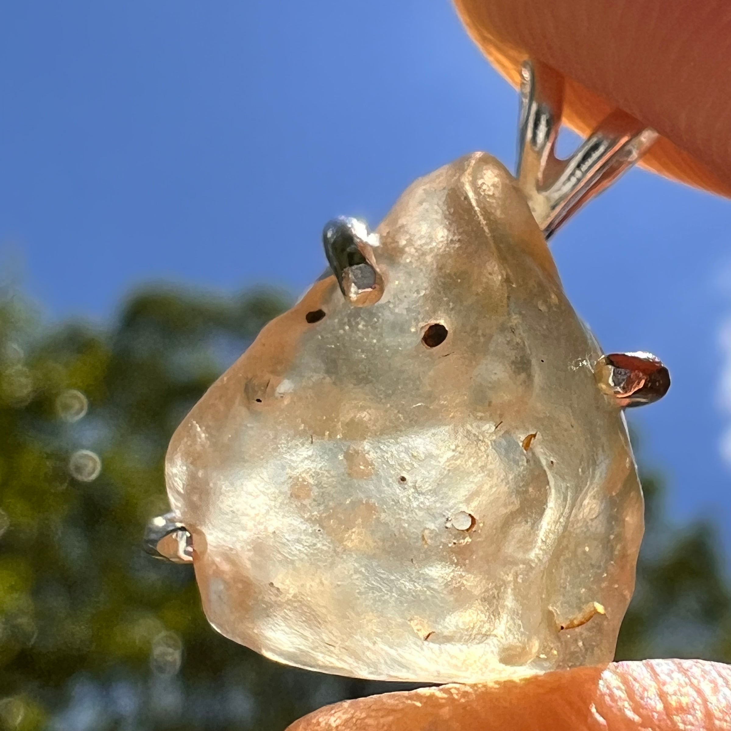 Libyan Desert Glass Pendant Sterling Silver #8337-Moldavite Life