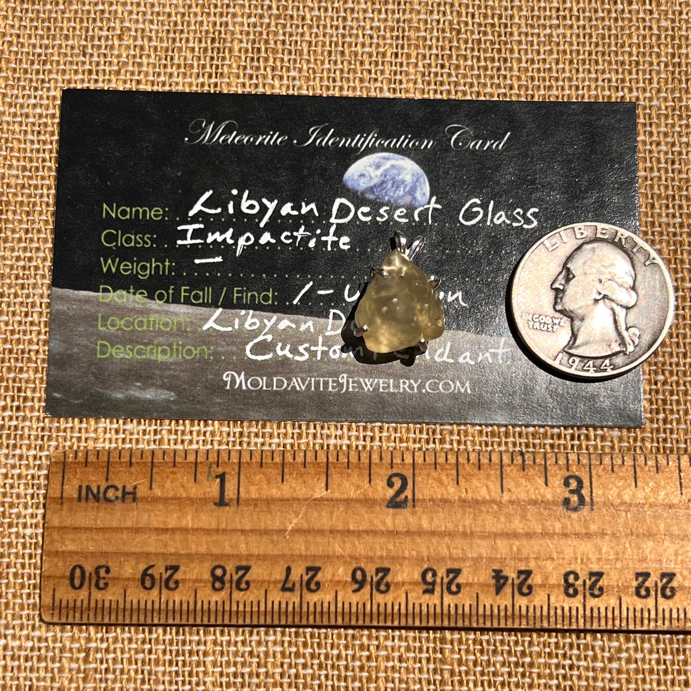 Libyan Desert Glass Pendant Sterling Silver #8337-Moldavite Life