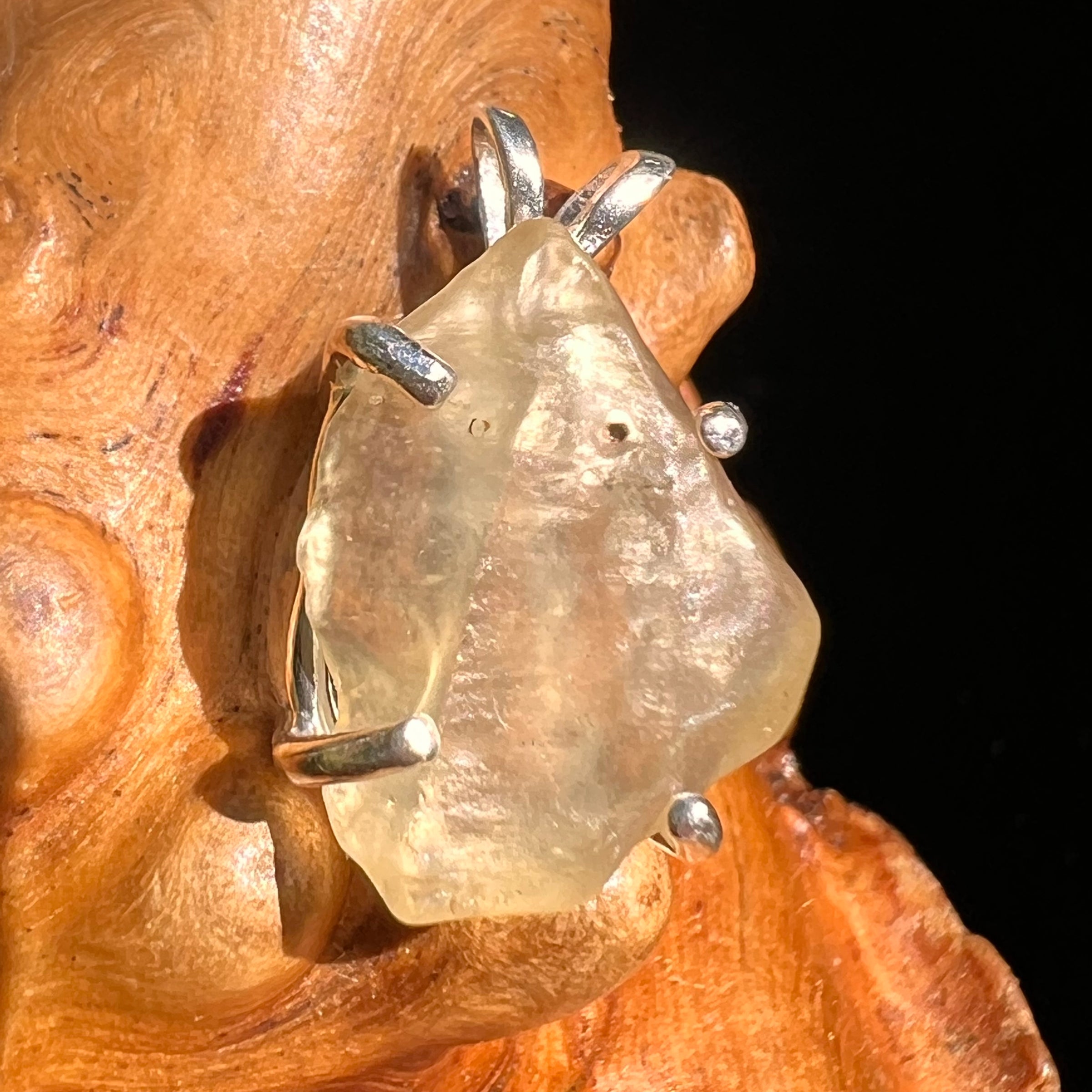 Libyan Desert Glass Pendant Sterling Silver #8338-Moldavite Life