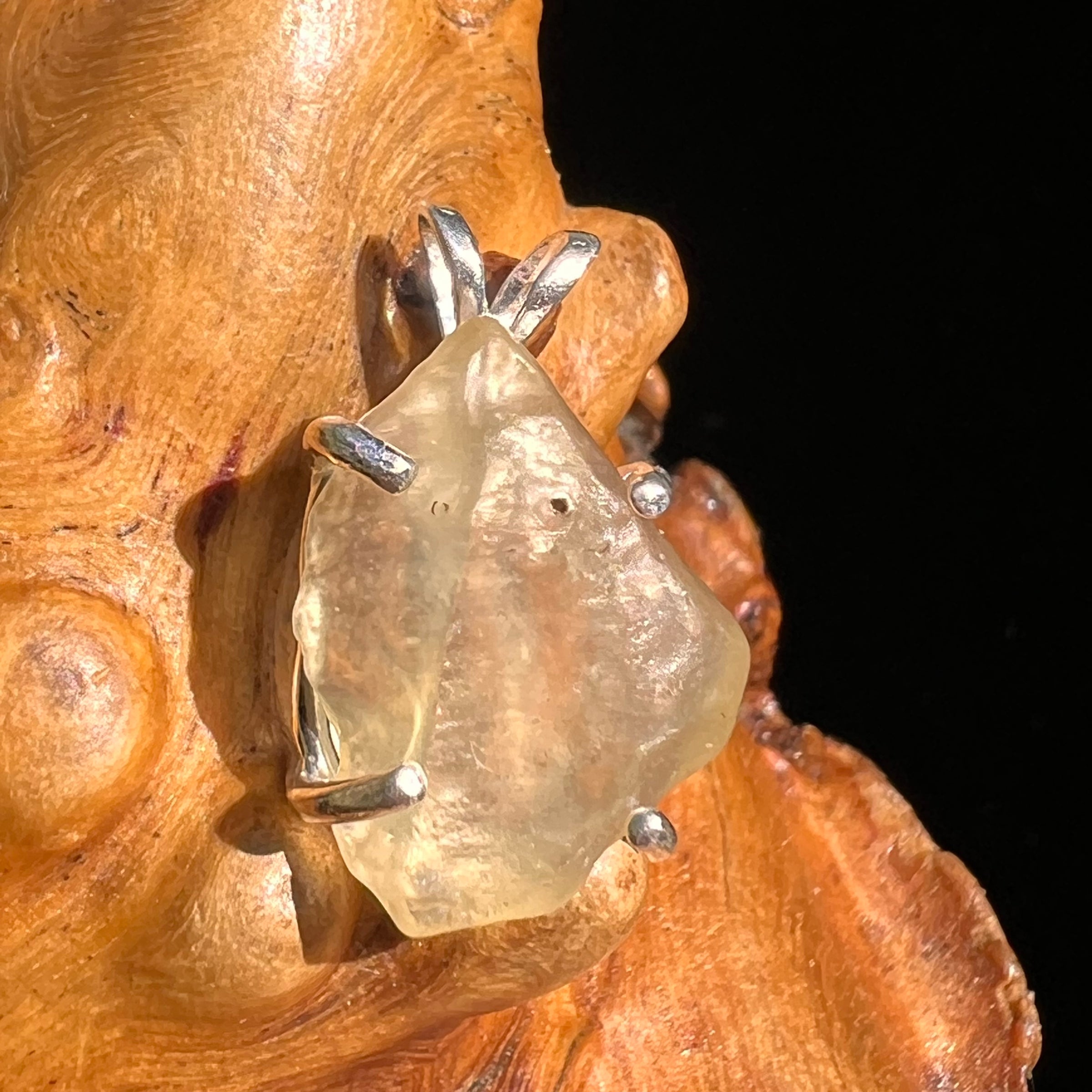 Libyan Desert Glass Pendant Sterling Silver #8338-Moldavite Life