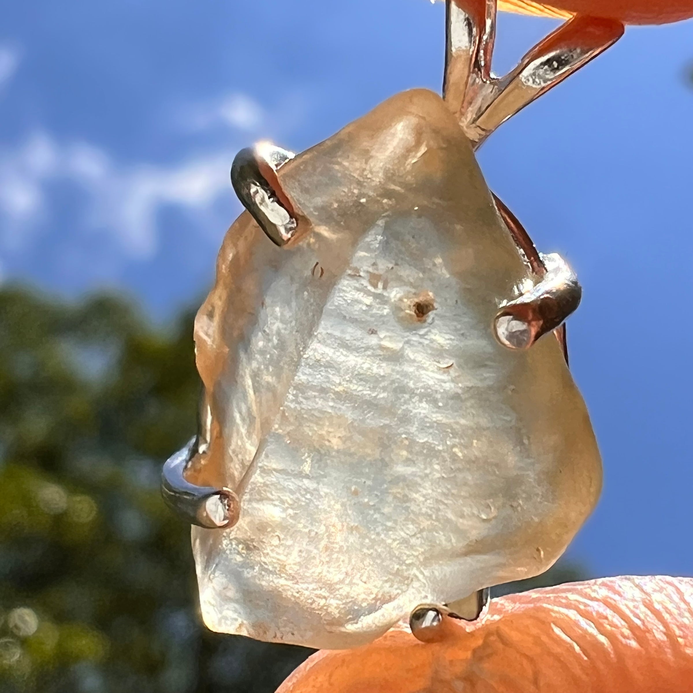 Libyan Desert Glass Pendant Sterling Silver #8338-Moldavite Life