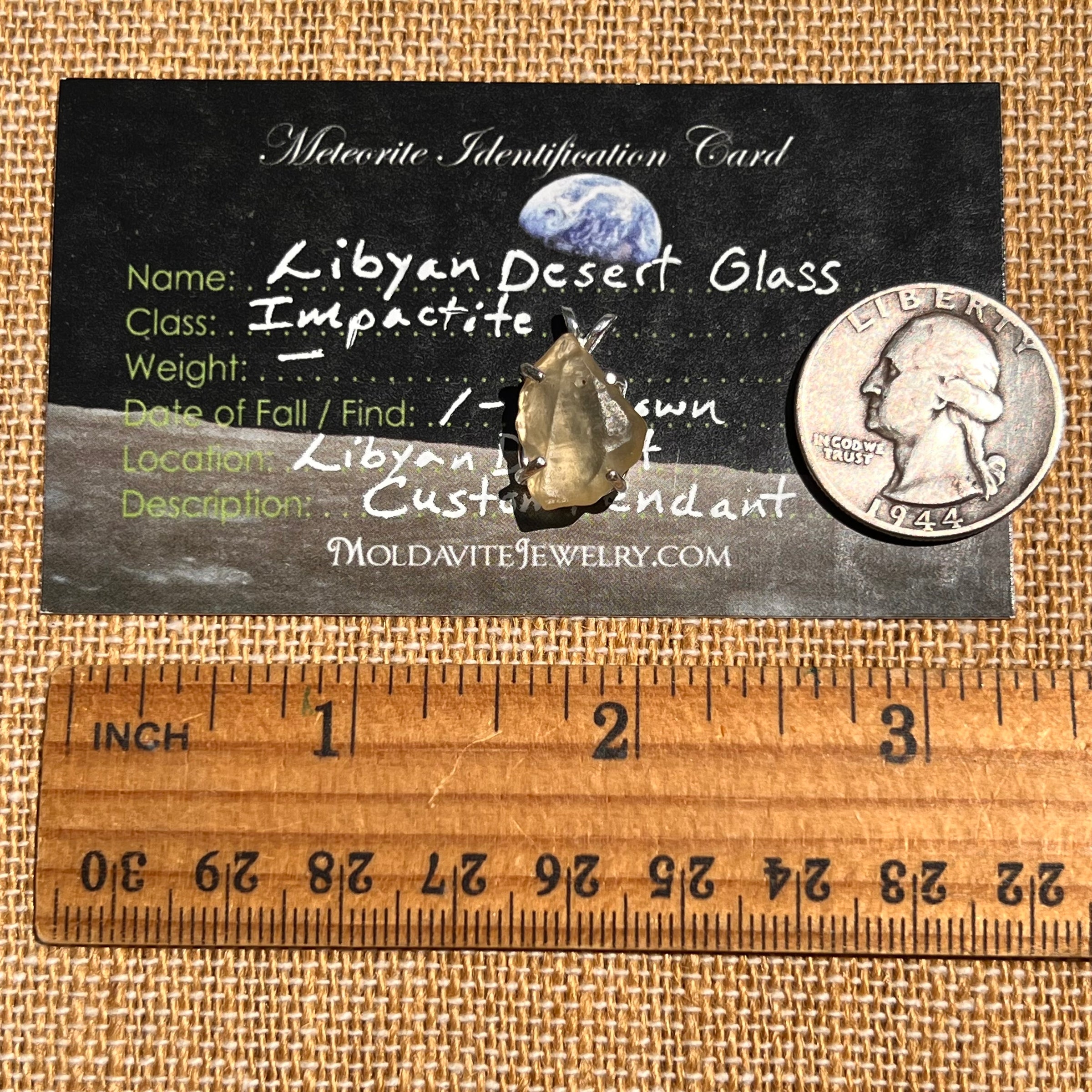 Libyan Desert Glass Pendant Sterling Silver #8338-Moldavite Life