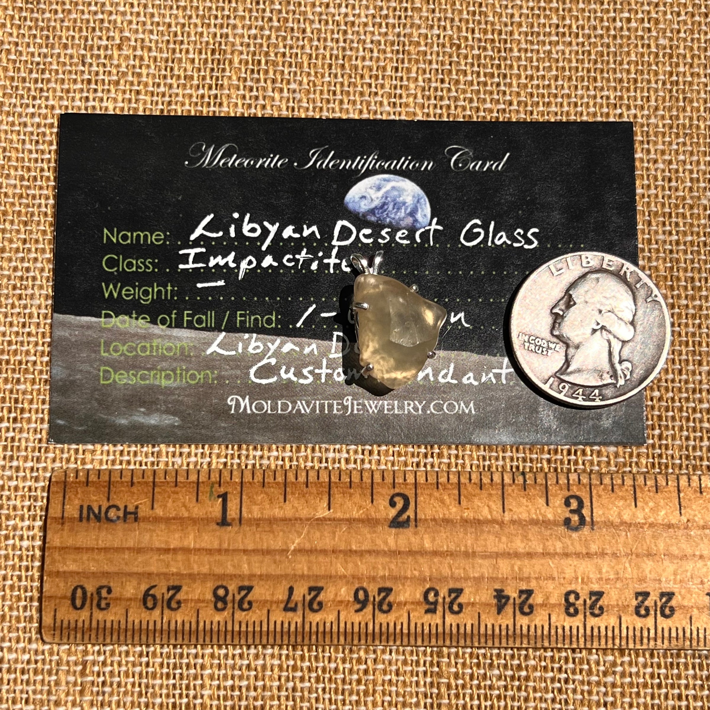 Libyan Desert Glass Pendant Sterling Silver #8339-Moldavite Life