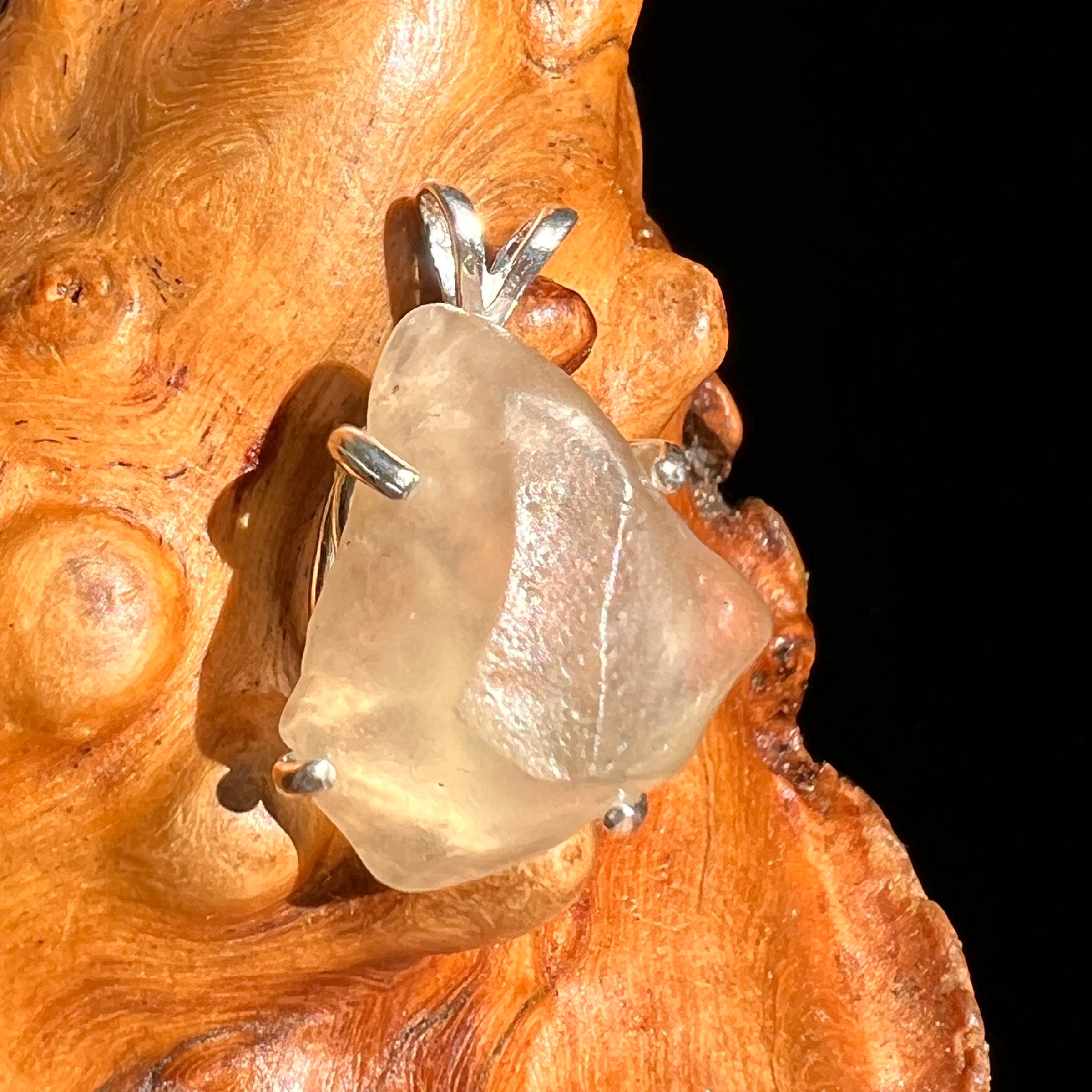 Libyan Desert Glass Pendant Sterling Silver #8339-Moldavite Life