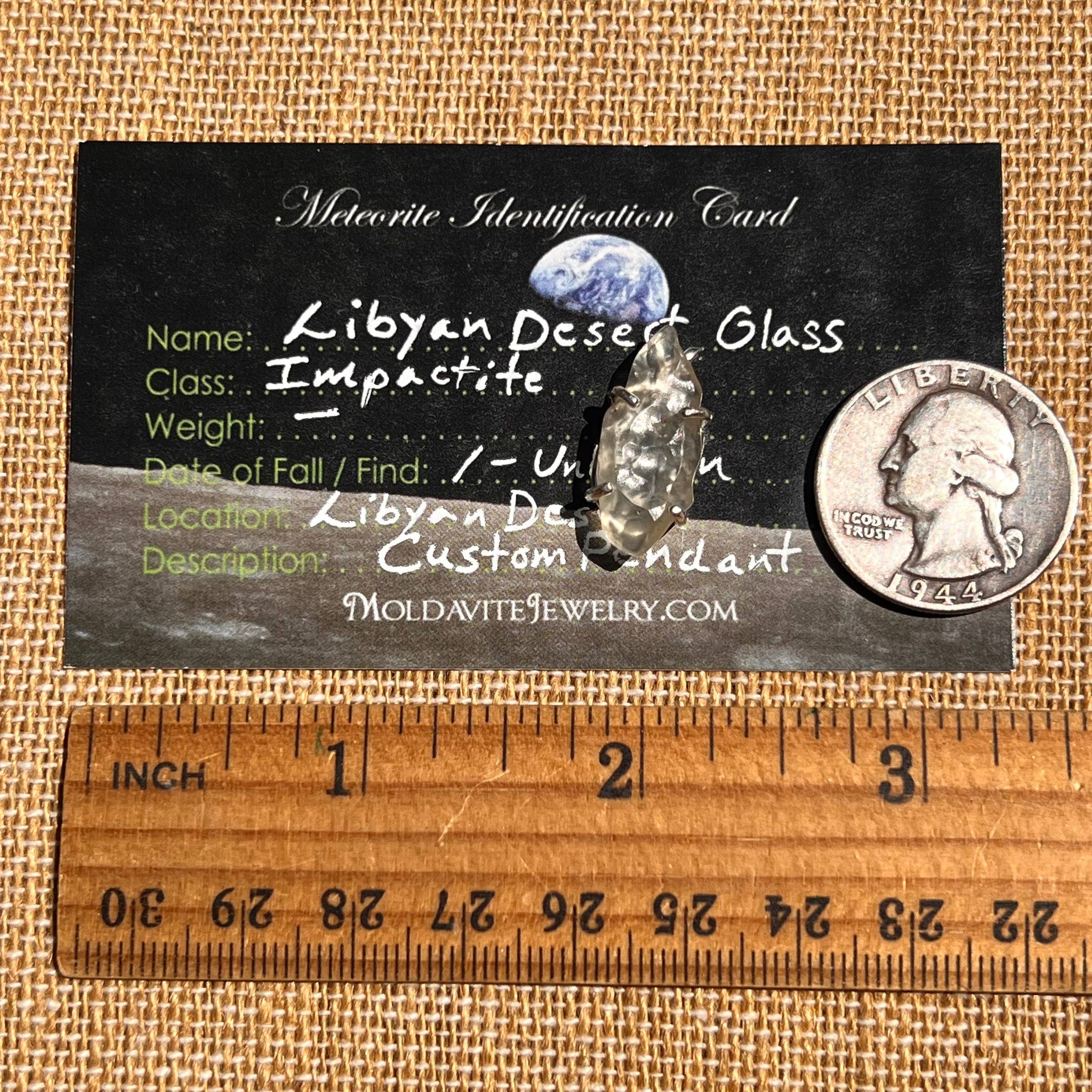 Libyan Desert Glass Pendant Sterling Silver #8340-Moldavite Life
