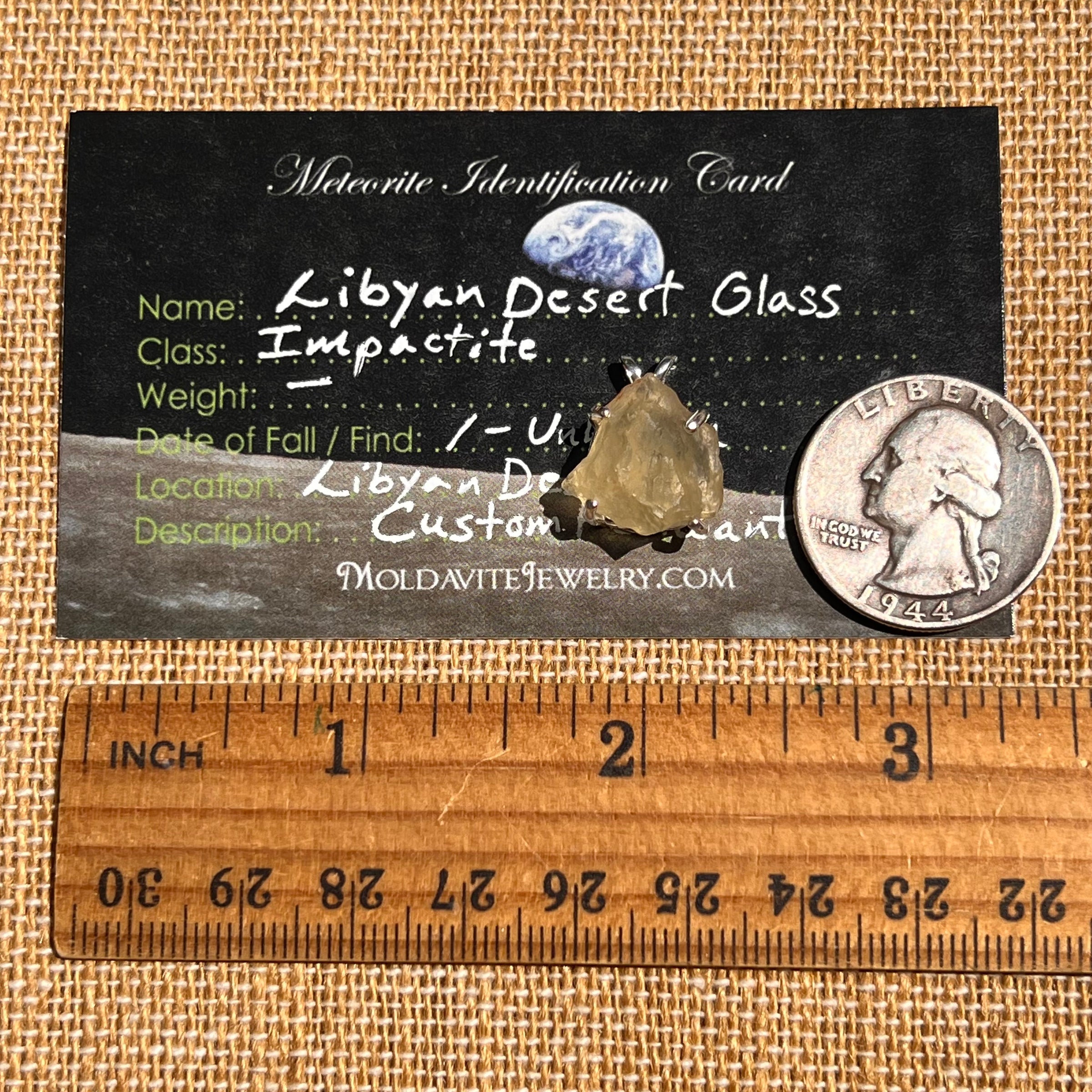 Libyan Desert Glass Pendant Sterling Silver #8341-Moldavite Life