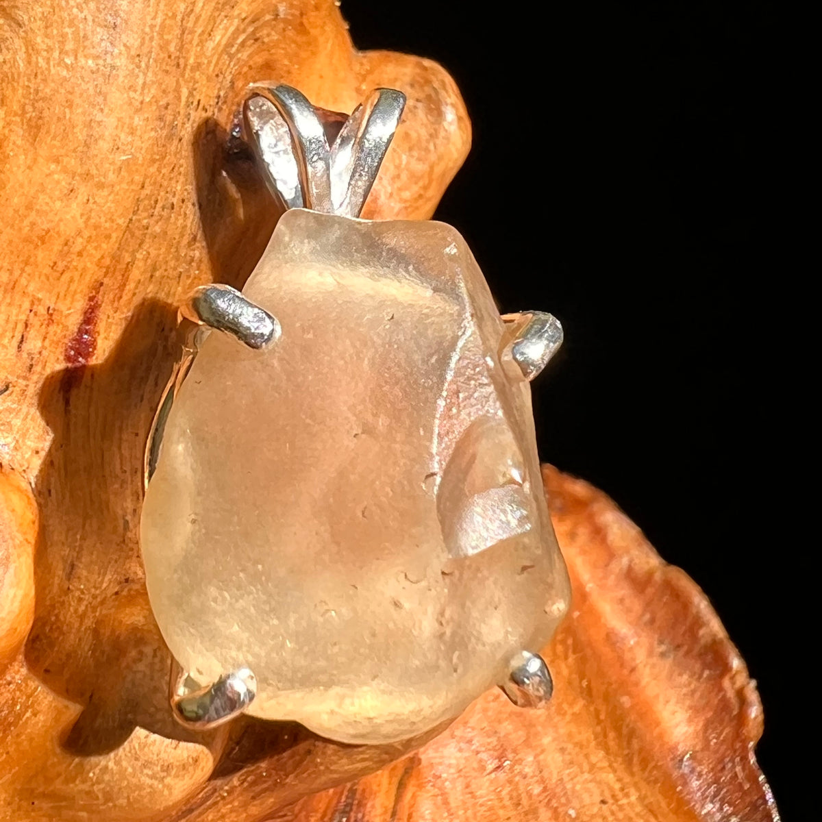 Libyan Desert Glass Pendant Sterling Silver #8342-Moldavite Life