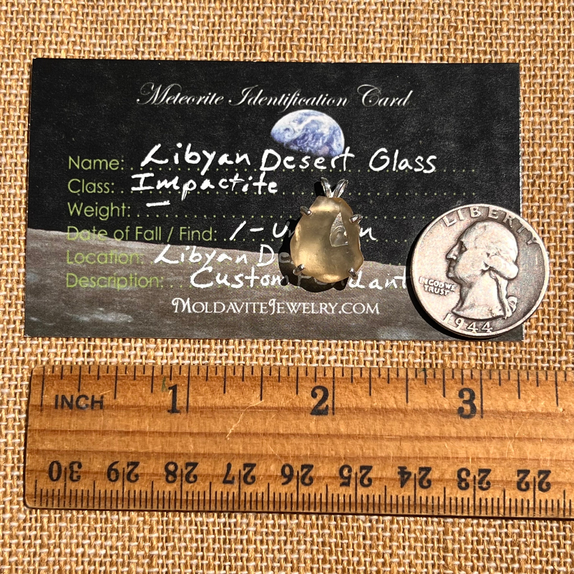 Libyan Desert Glass Pendant Sterling Silver #8342-Moldavite Life