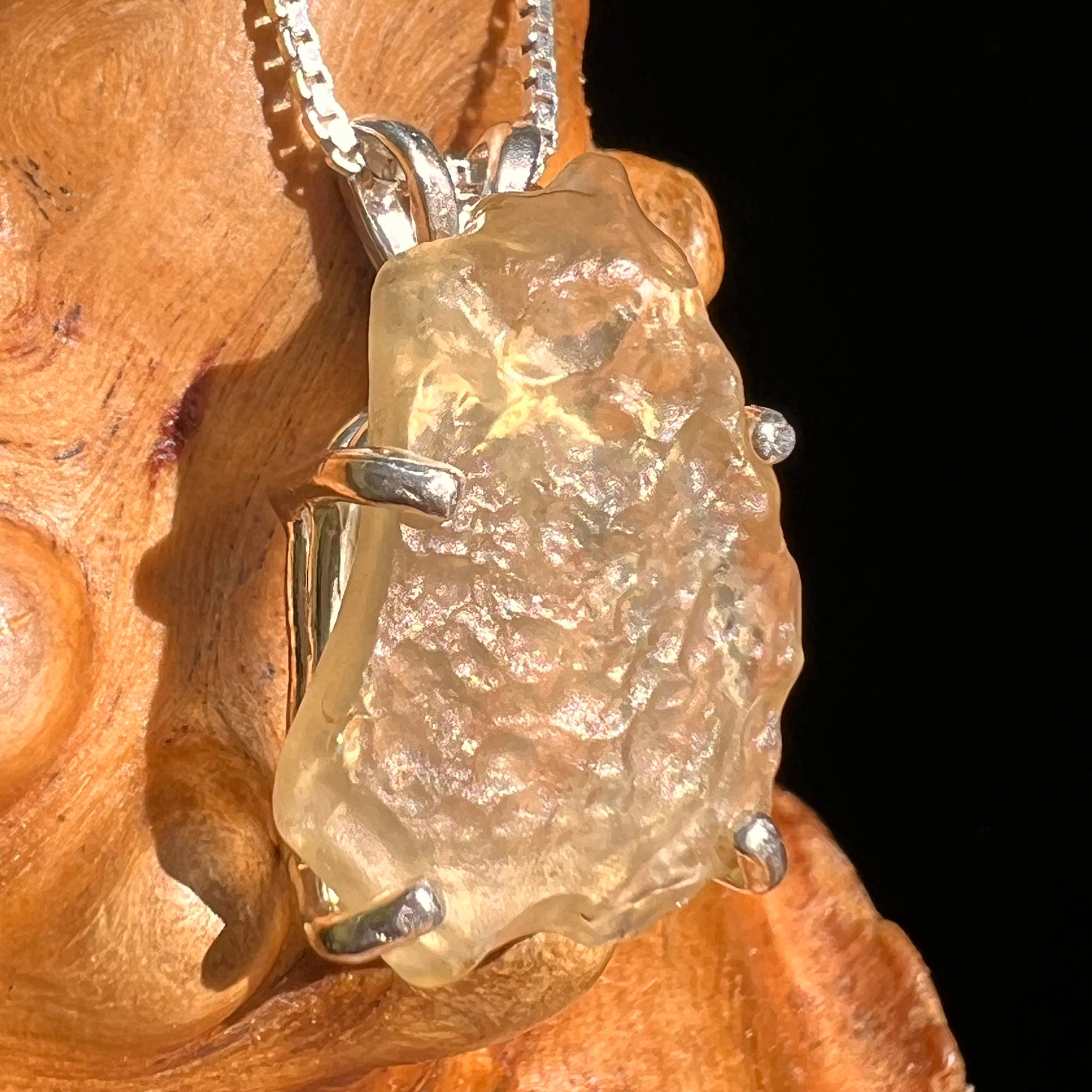 Libyan Desert Glass Pendant Sterling Silver #8343-Moldavite Life