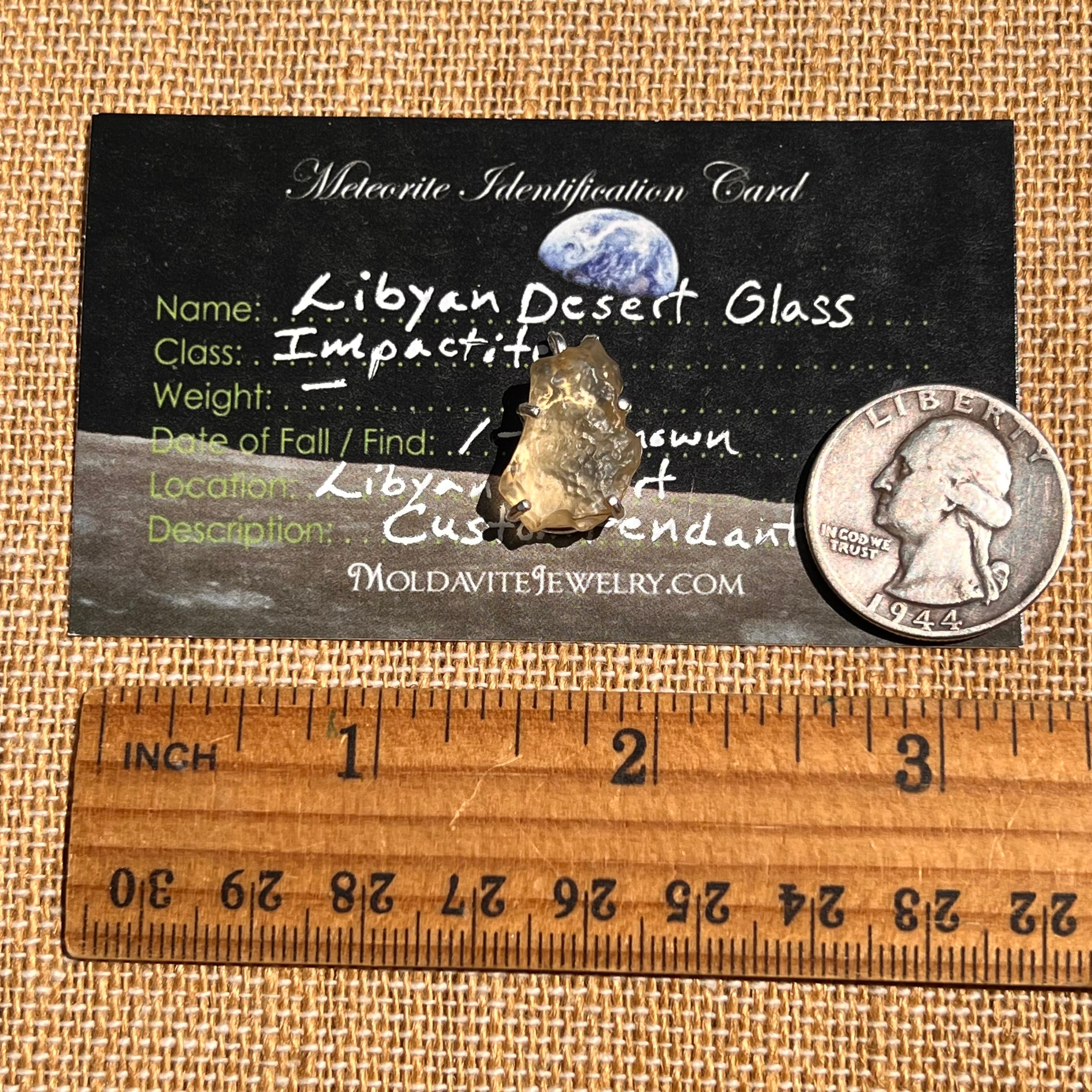 Libyan Desert Glass Pendant Sterling Silver #8343-Moldavite Life