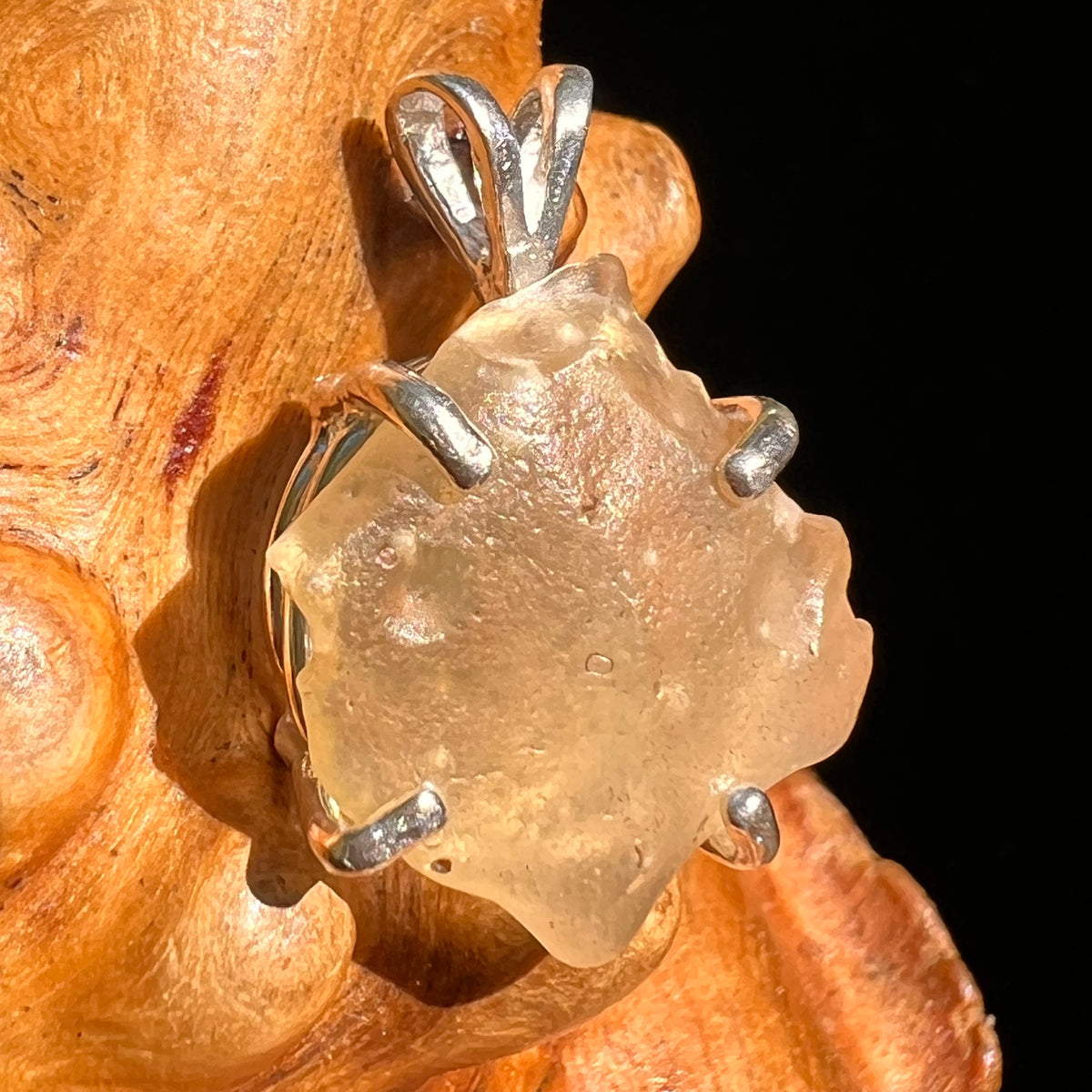 Libyan Desert Glass Pendant Sterling Silver #8344-Moldavite Life