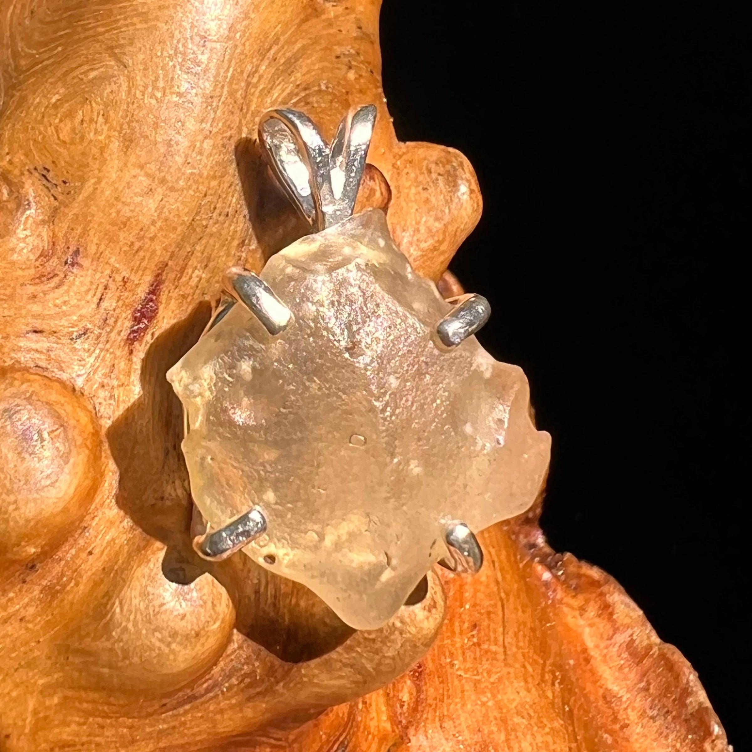 Libyan Desert Glass Pendant Sterling Silver #8344-Moldavite Life