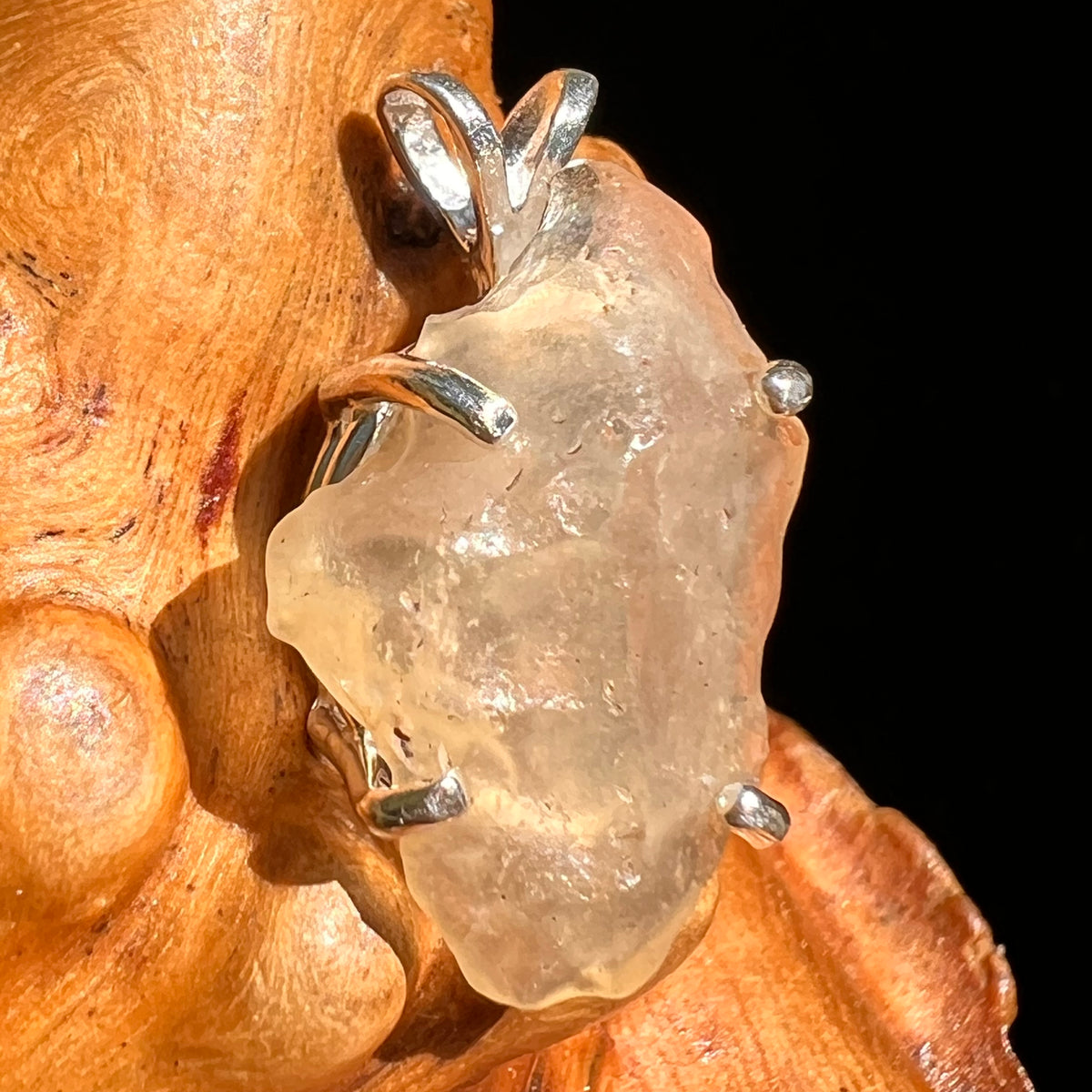 Libyan Desert Glass Pendant Sterling Silver #8345-Moldavite Life