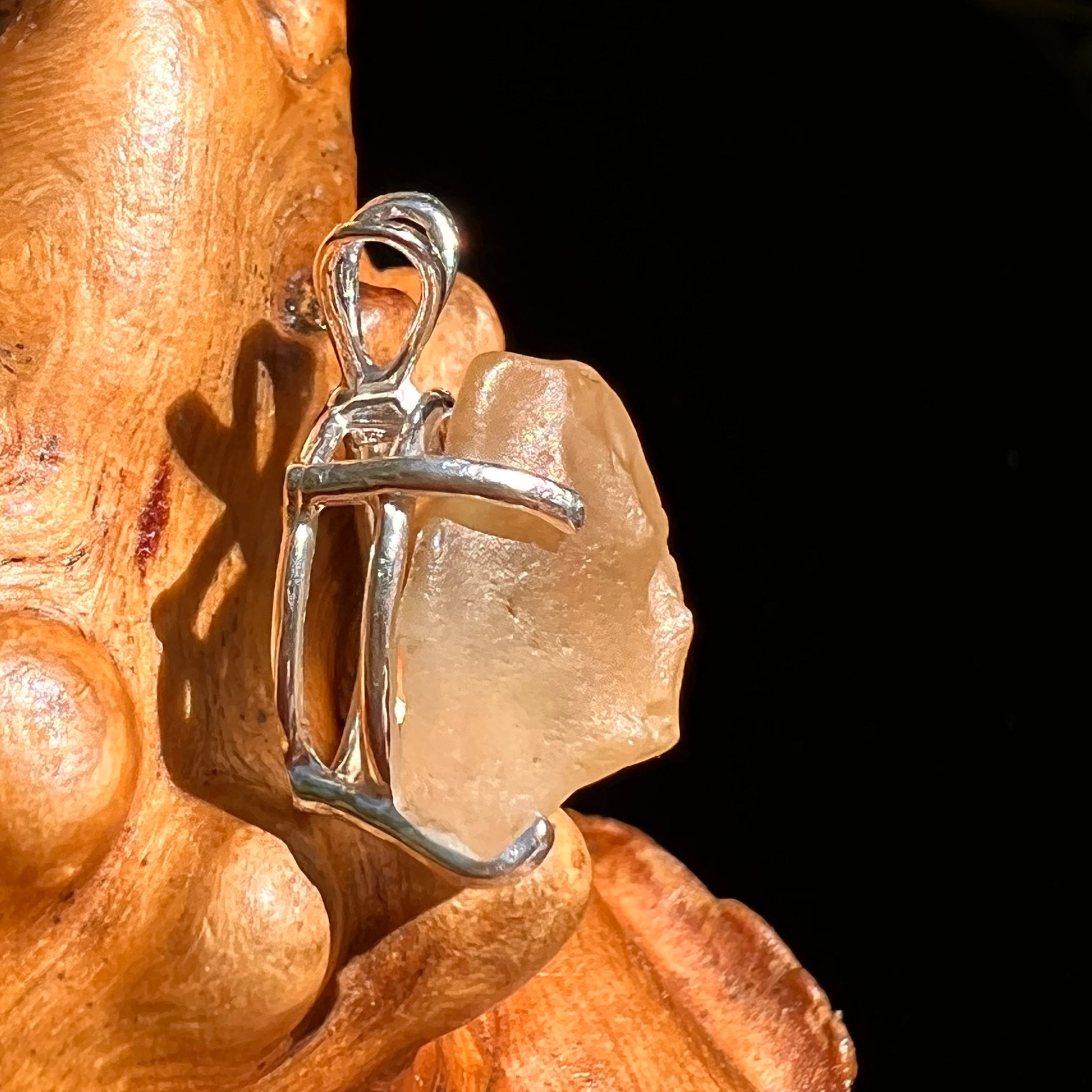 Libyan Desert Glass Pendant Sterling Silver #8347-Moldavite Life