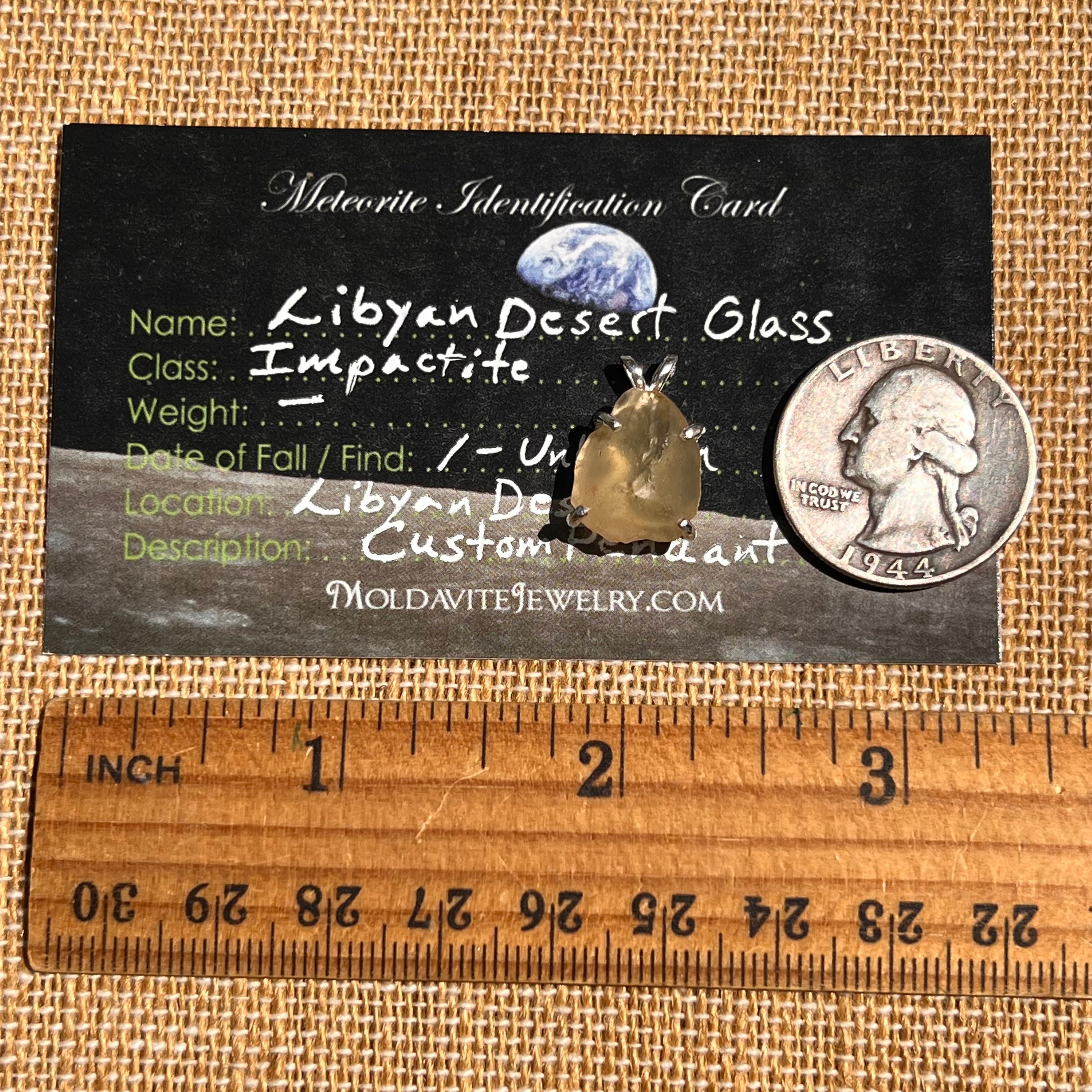 Libyan Desert Glass Pendant Sterling Silver #8347-Moldavite Life