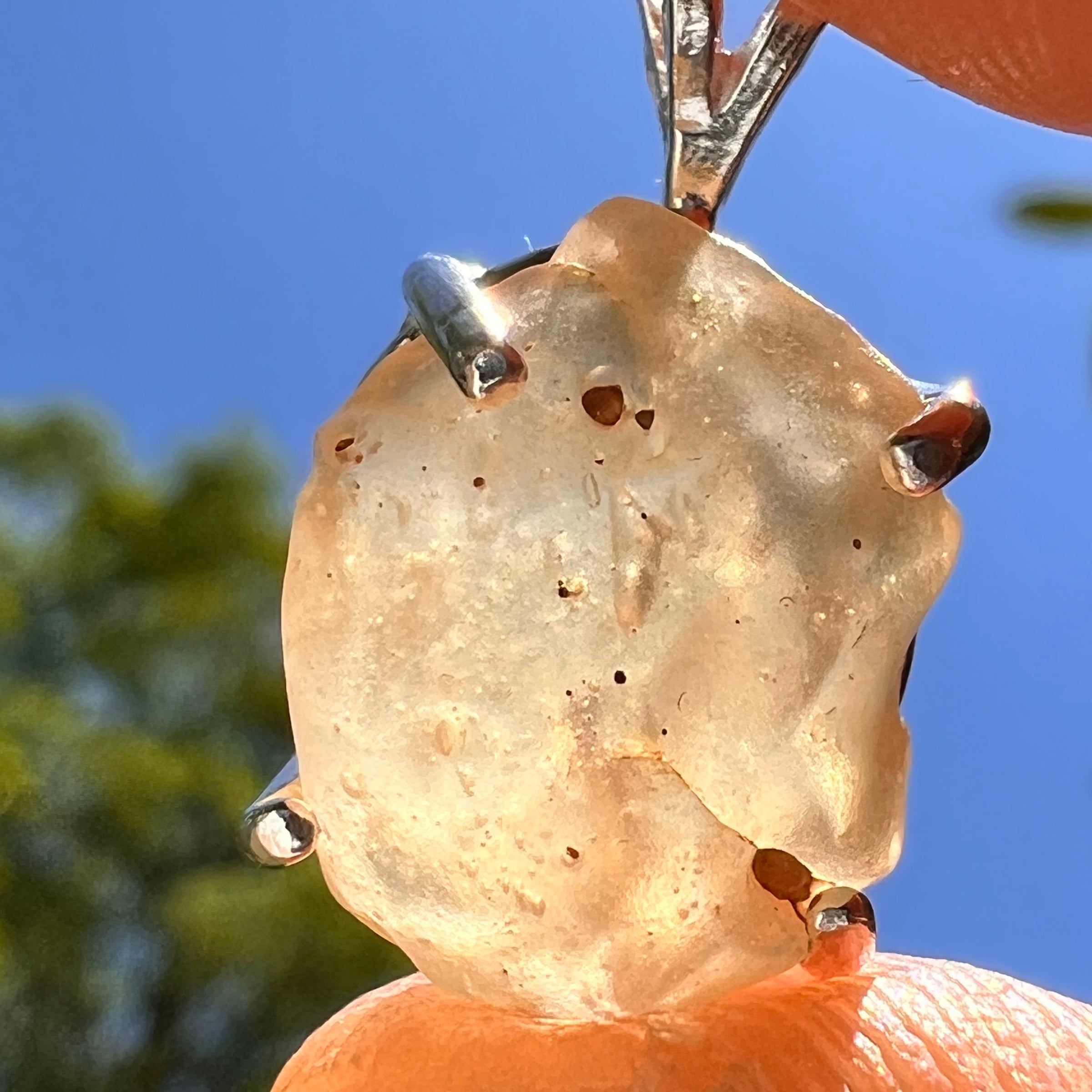 Libyan Desert Glass Pendant Sterling Silver #8348-Moldavite Life
