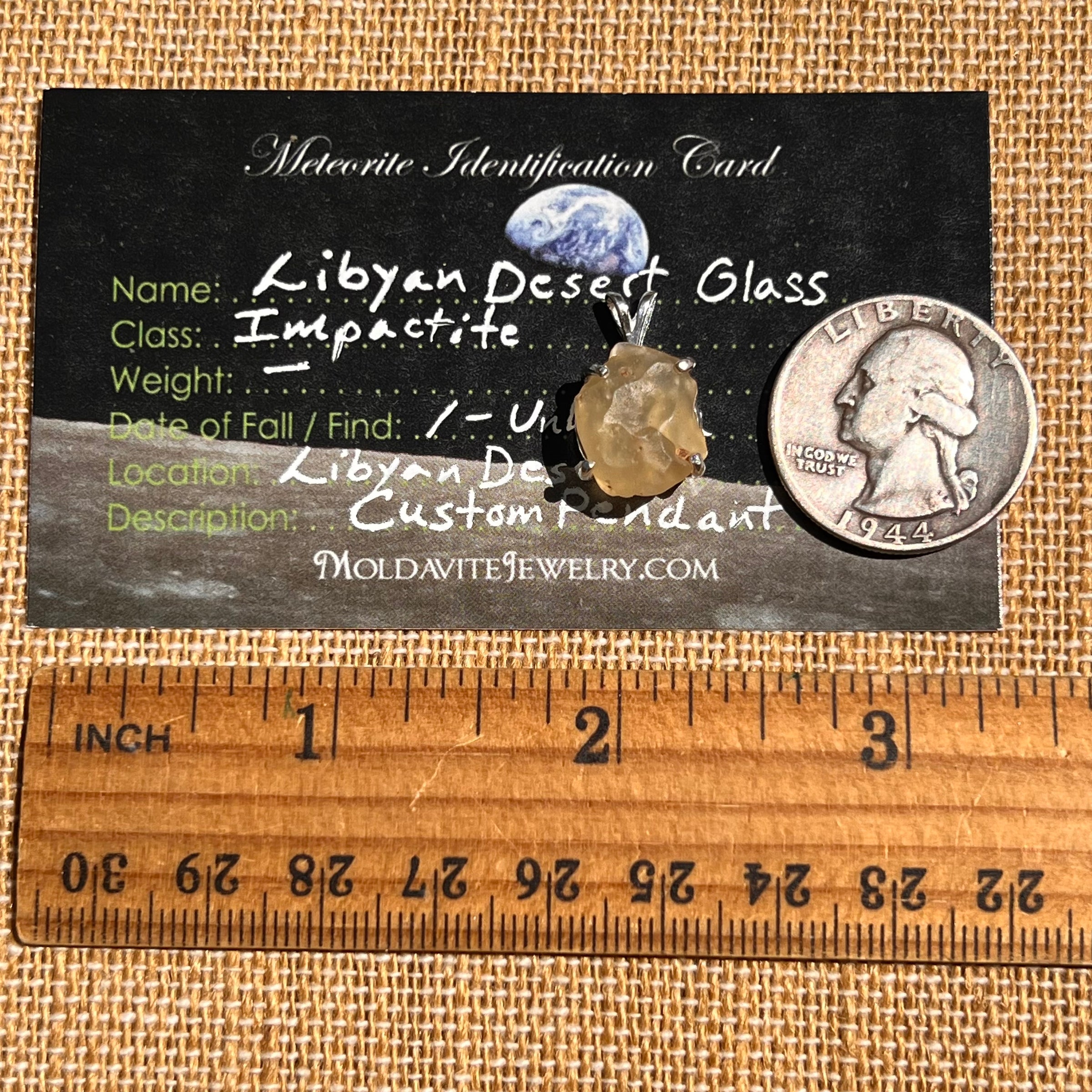 Libyan Desert Glass Pendant Sterling Silver #8348-Moldavite Life