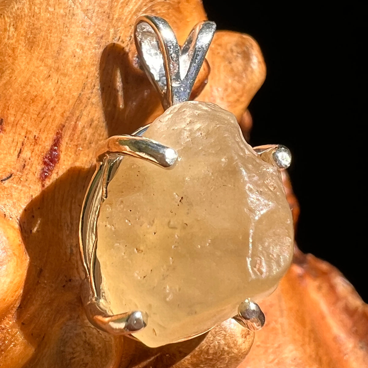 Libyan Desert Glass Pendant Sterling Silver #8351-Moldavite Life