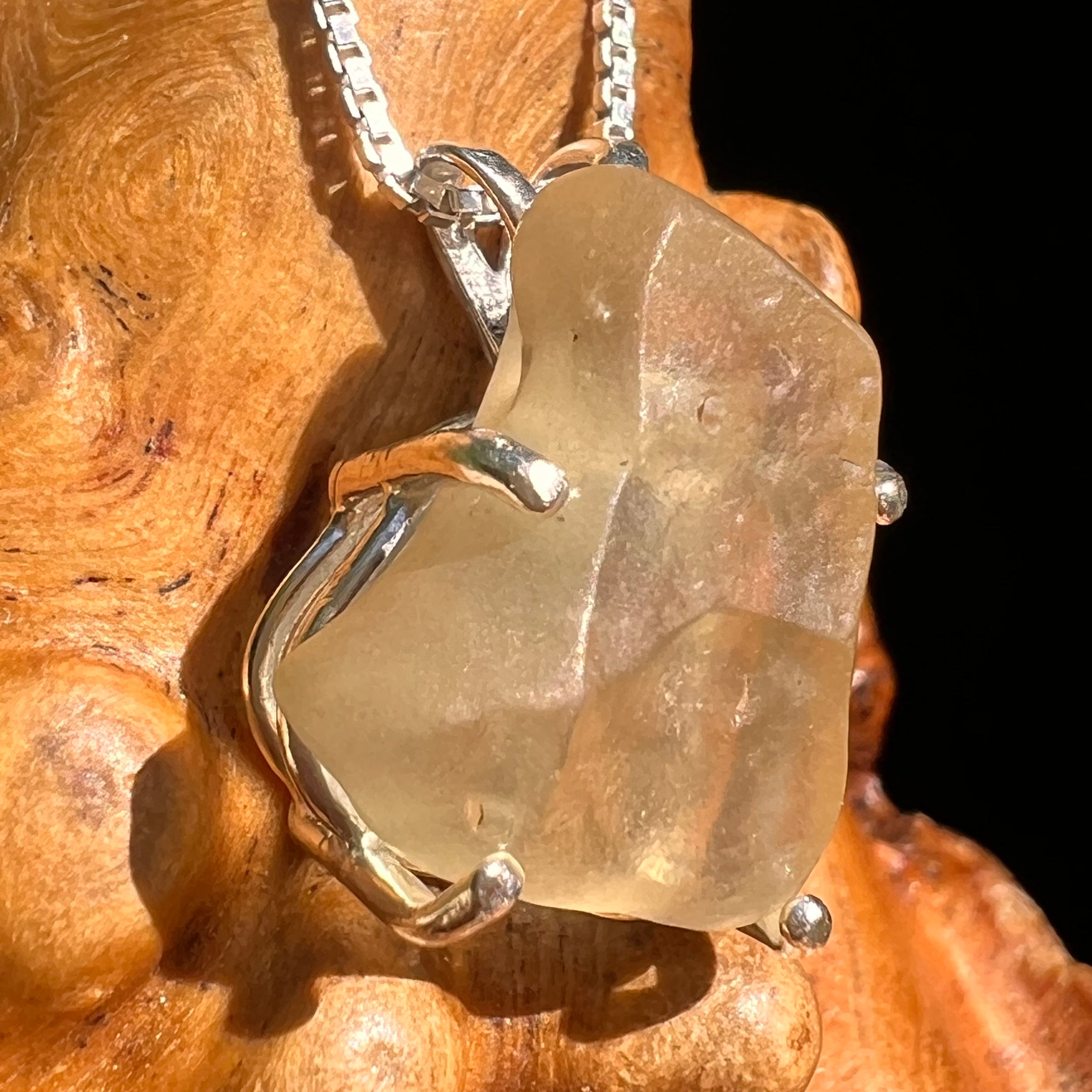 Libyan Desert Glass Pendant Sterling Silver #8356-Moldavite Life