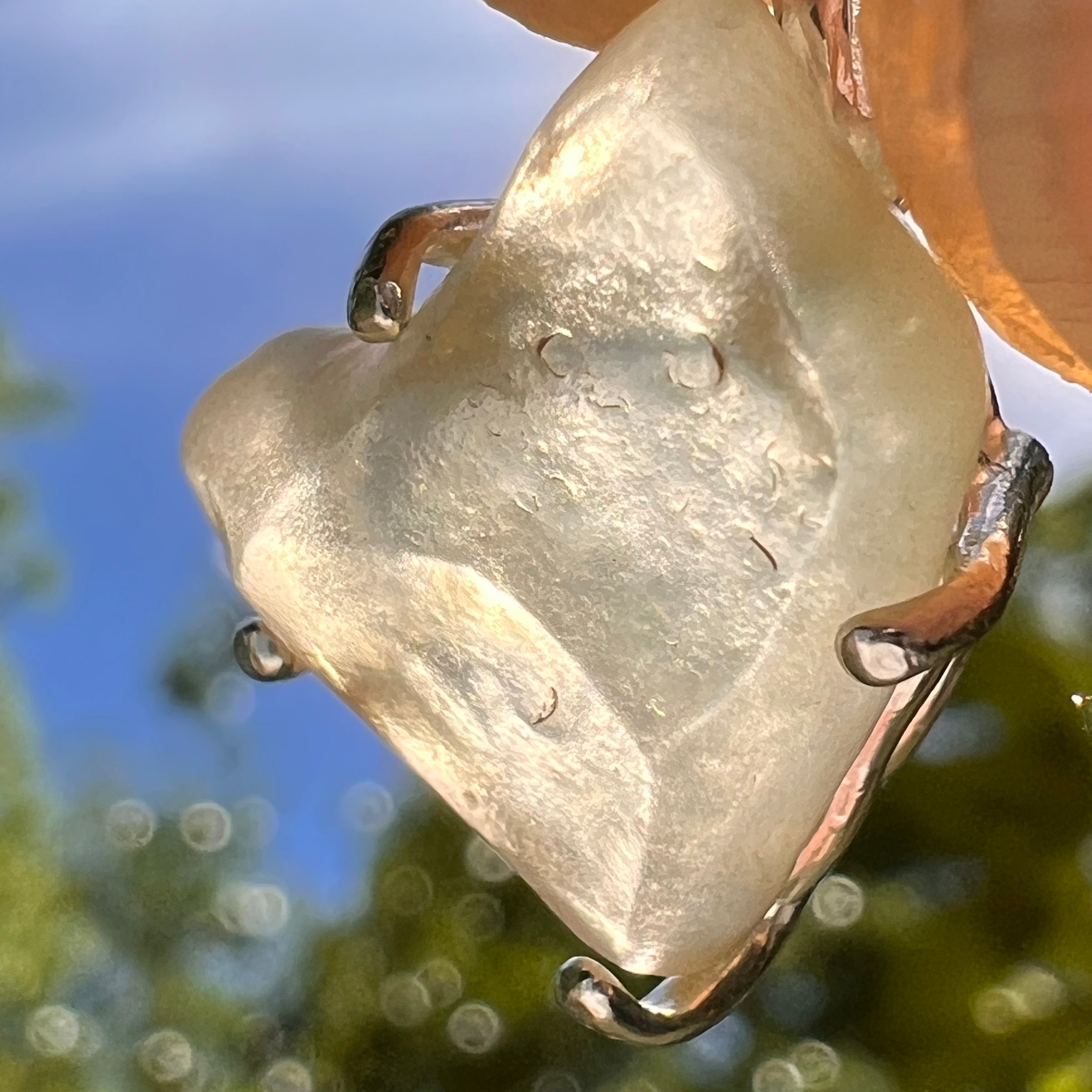 Libyan Desert Glass Pendant Sterling Silver #8356-Moldavite Life