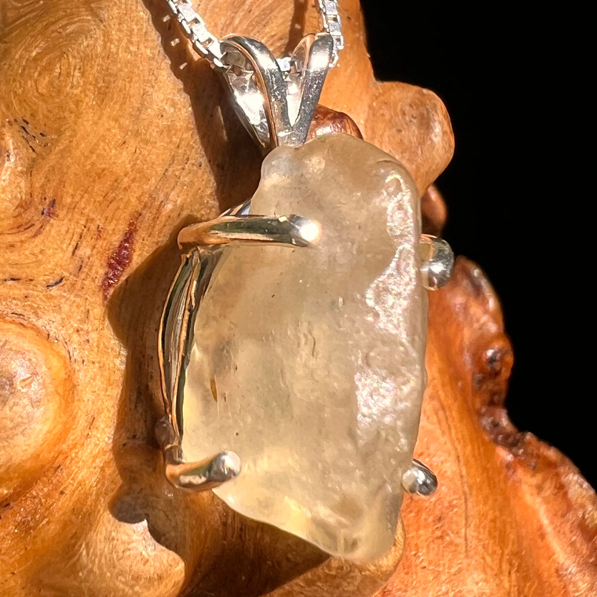 Libyan Desert Glass Pendant Sterling Silver #8357-Moldavite Life