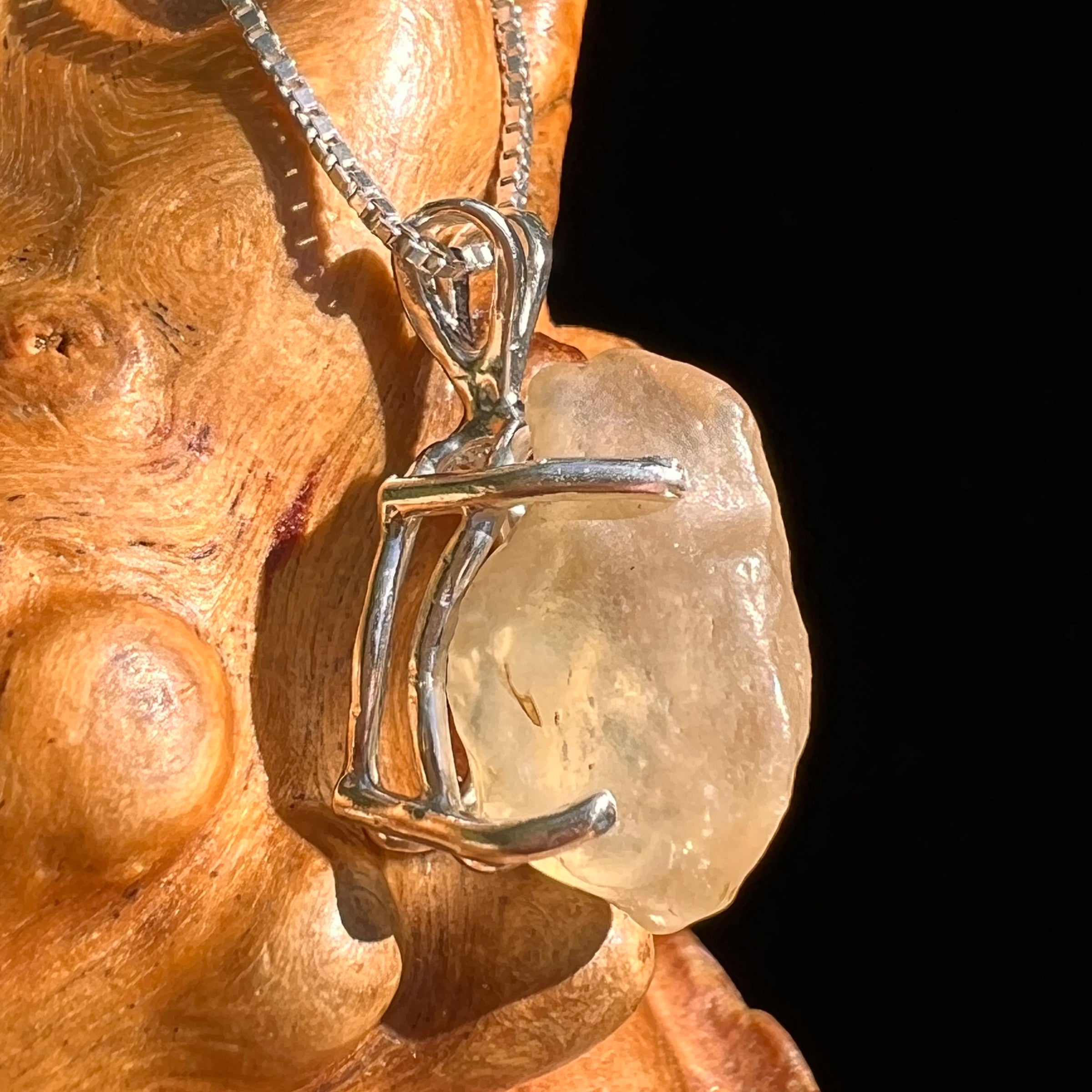 Libyan Desert Glass Pendant Sterling Silver #8357-Moldavite Life