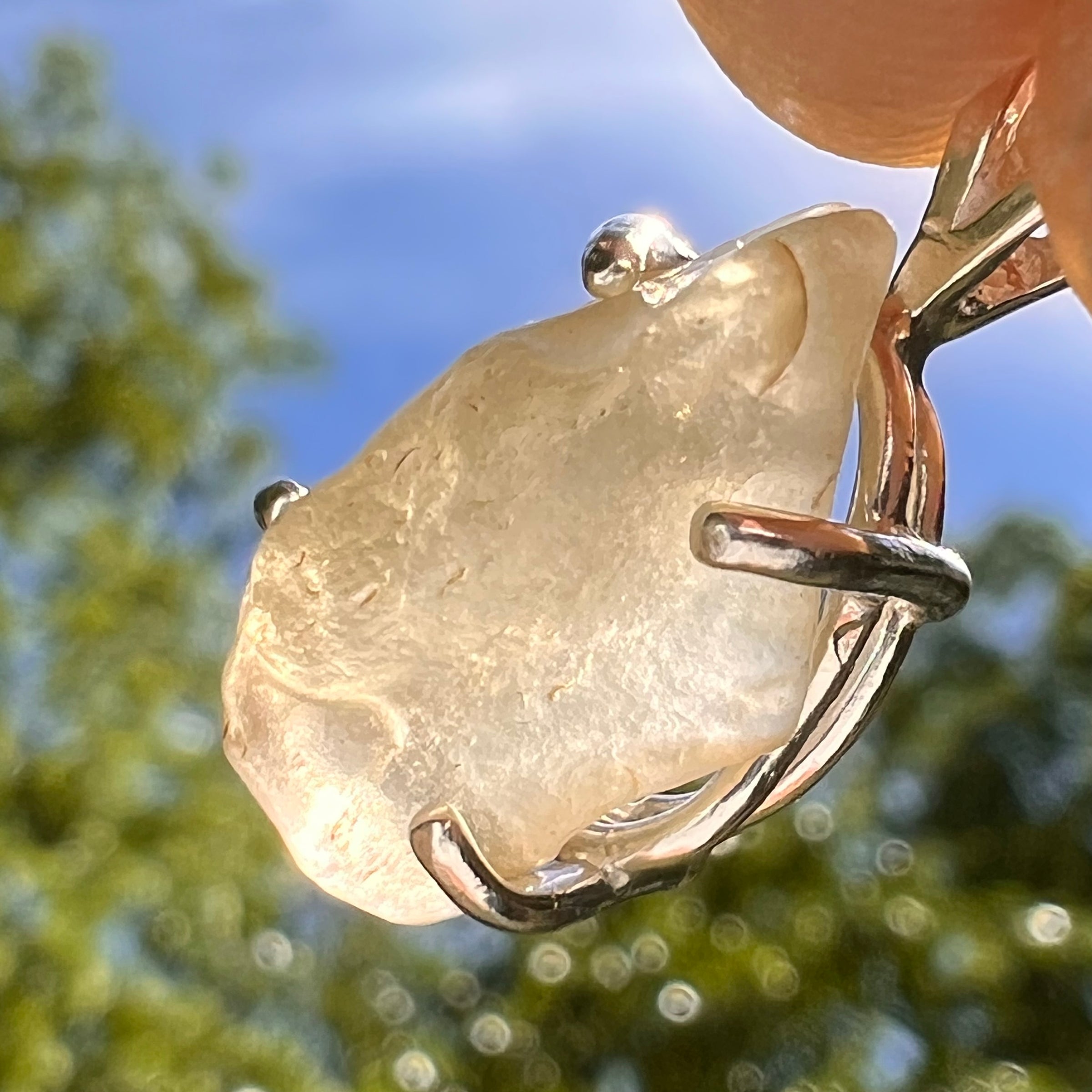 Libyan Desert Glass Pendant Sterling Silver #8357-Moldavite Life