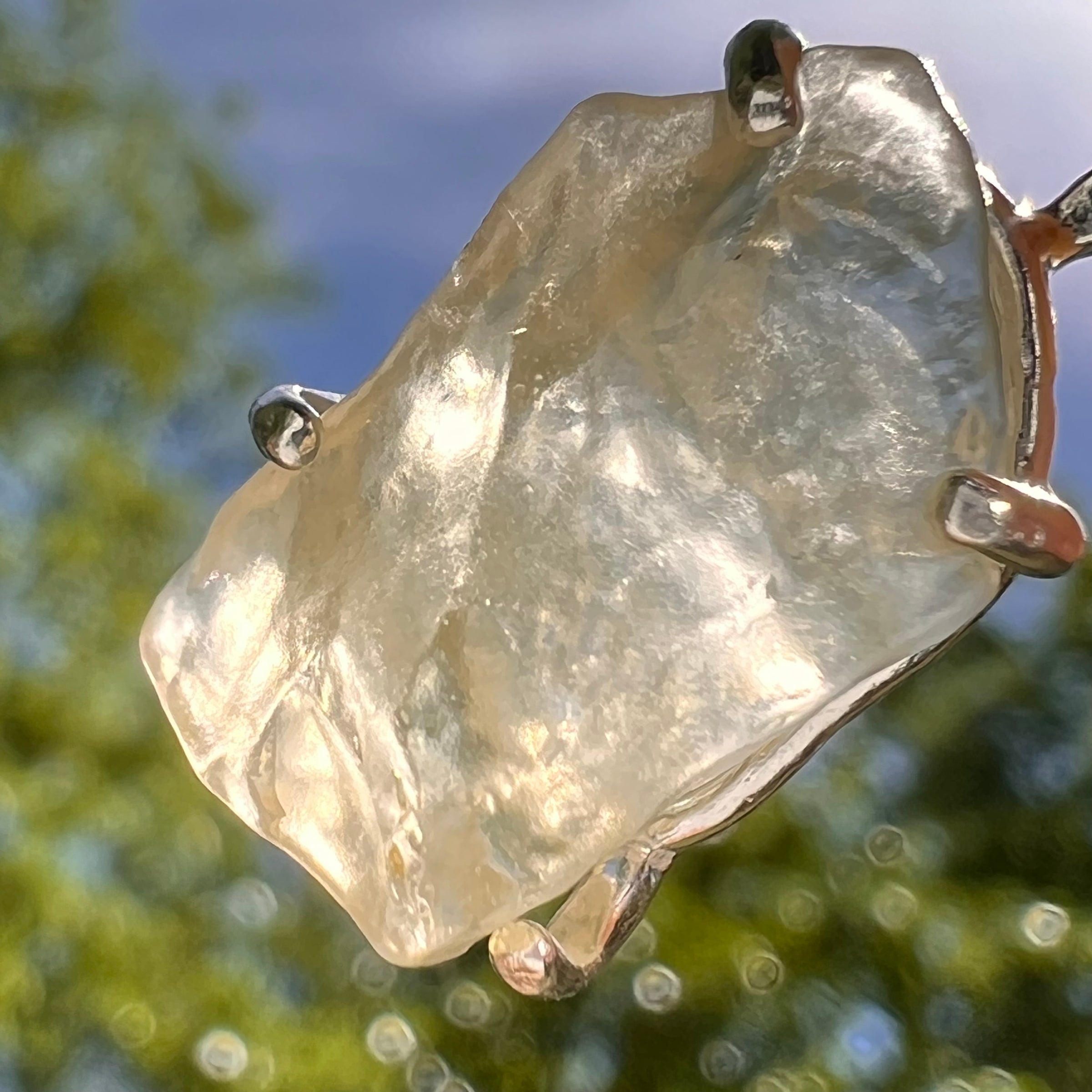 Libyan Desert Glass Pendant Sterling Silver #8358-Moldavite Life
