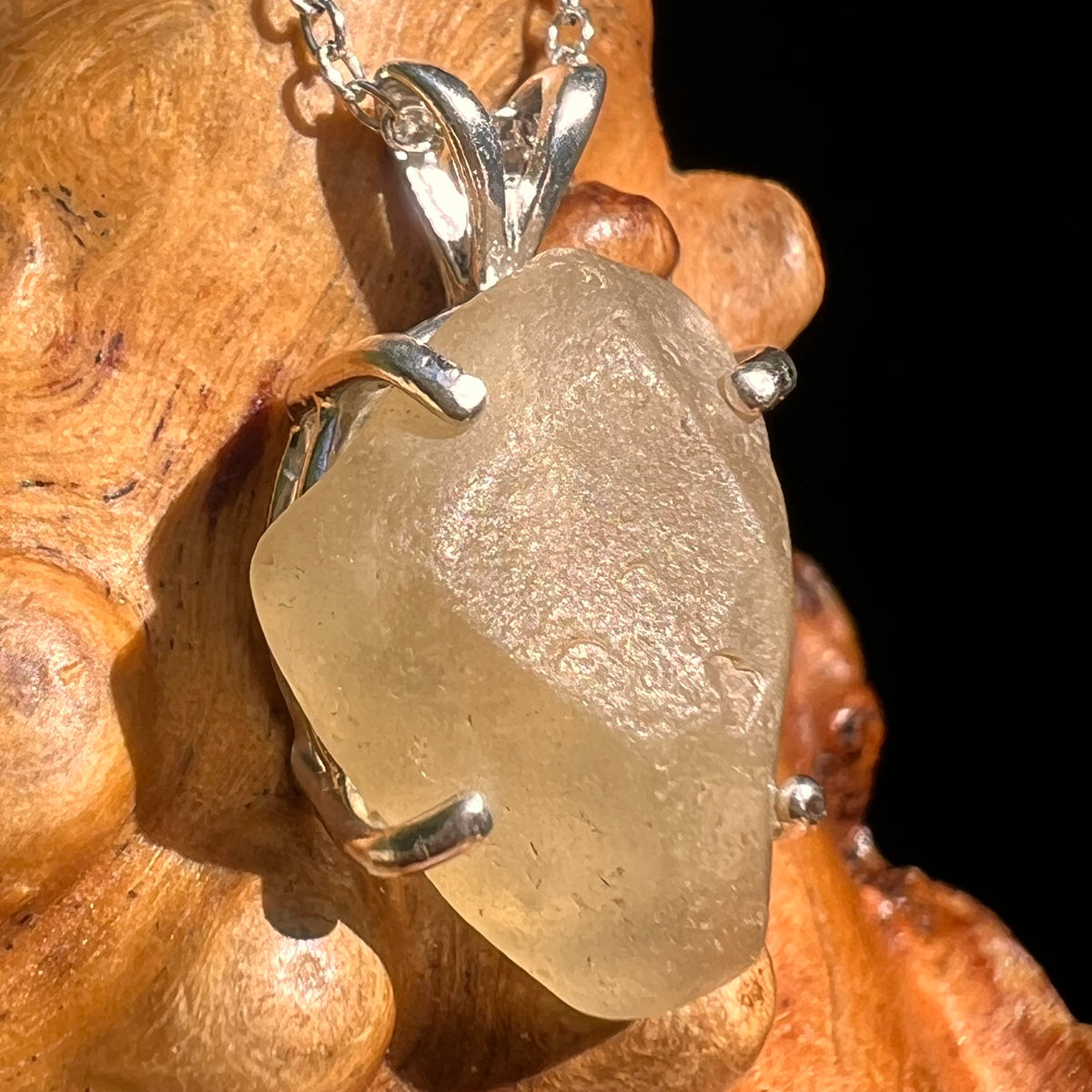 Libyan Desert Glass Pendant Sterling Silver #8359-Moldavite Life