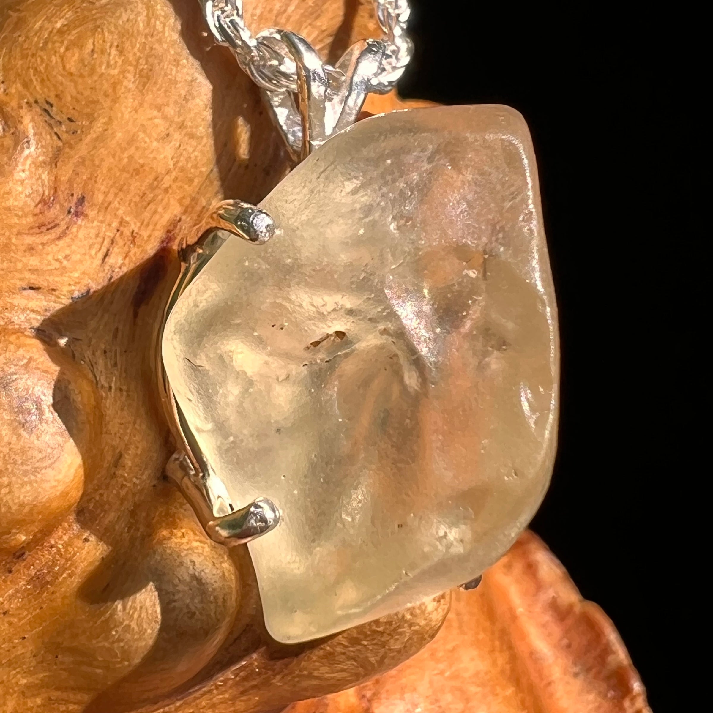 Libyan Desert Glass Pendant Sterling Silver #8360-Moldavite Life