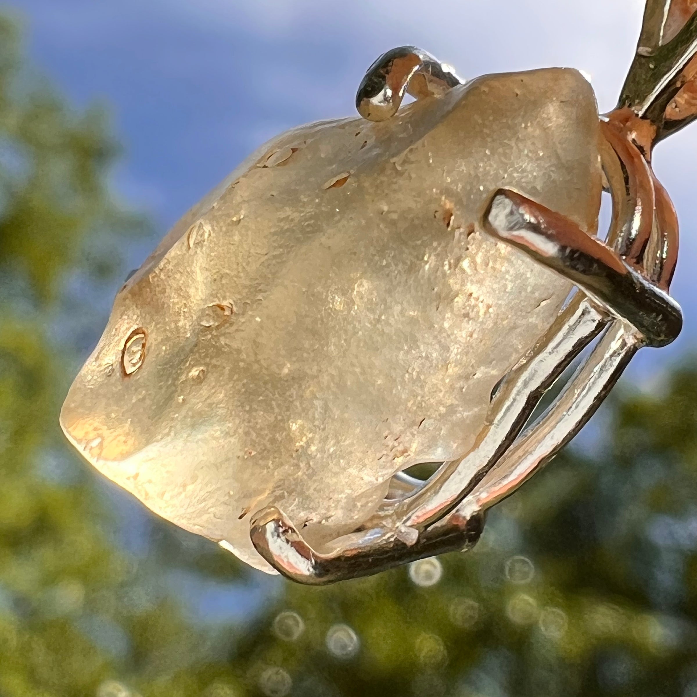Libyan Desert Glass Pendant Sterling Silver #8361-Moldavite Life
