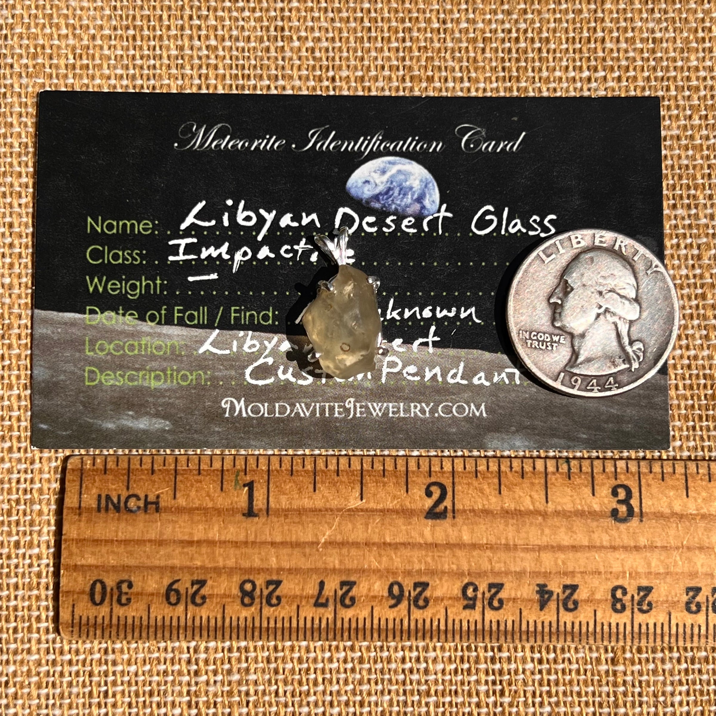 Libyan Desert Glass Pendant Sterling Silver #8361-Moldavite Life