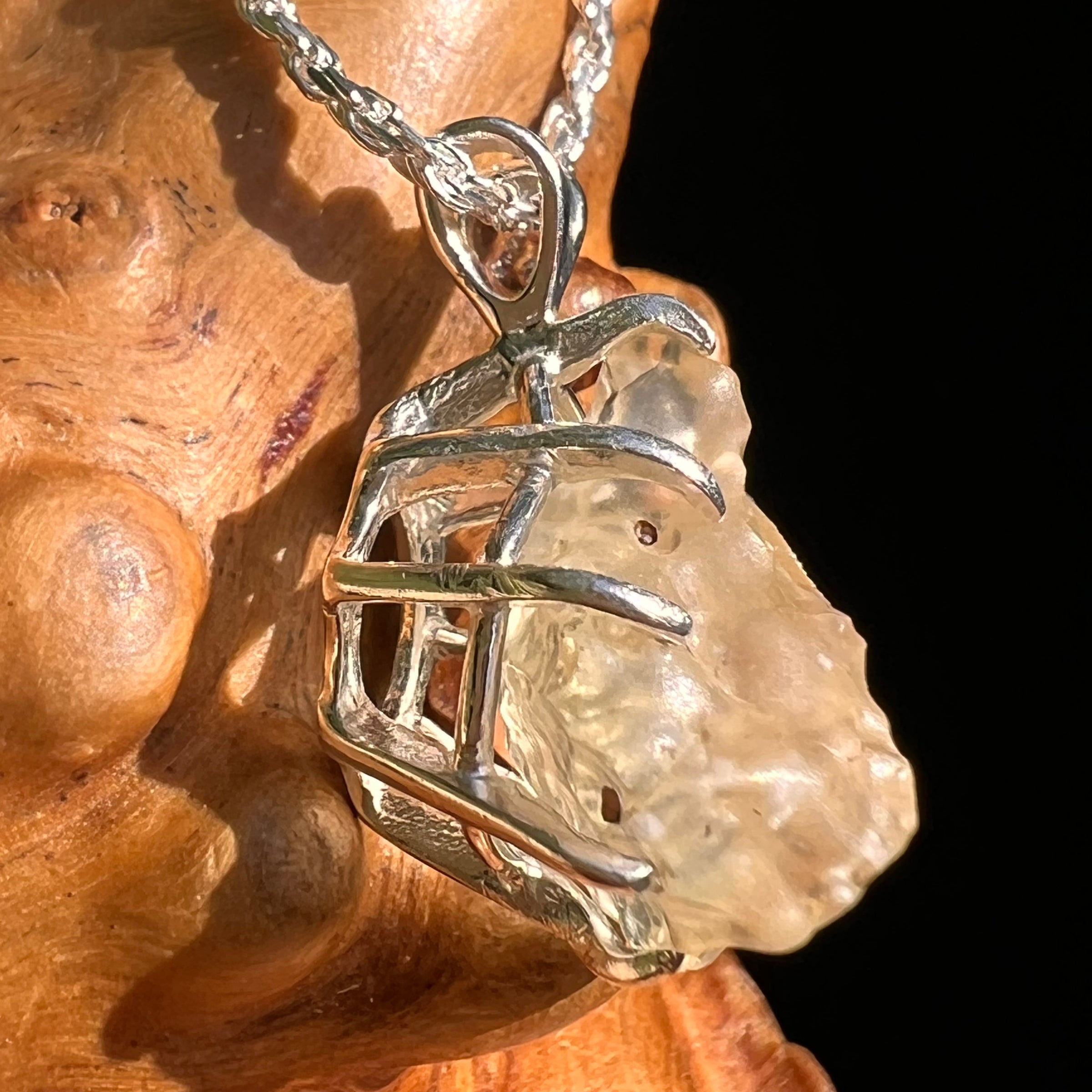 Libyan Desert Glass Pendant Sterling Silver #8362-Moldavite Life