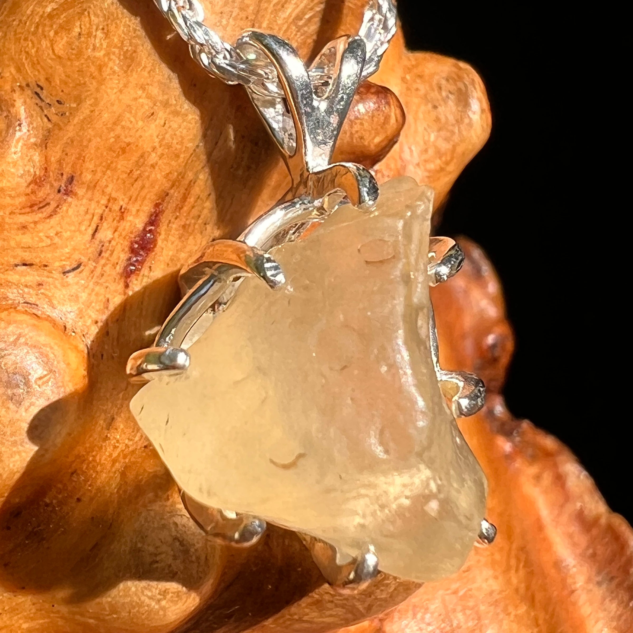 Libyan Desert Glass Pendant Sterling Silver #8363-Moldavite Life