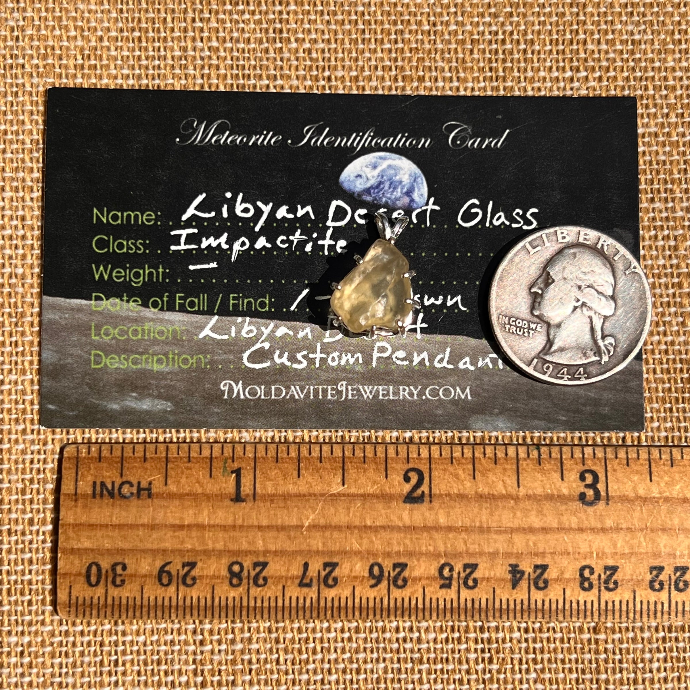 Libyan Desert Glass Pendant Sterling Silver #8364-Moldavite Life