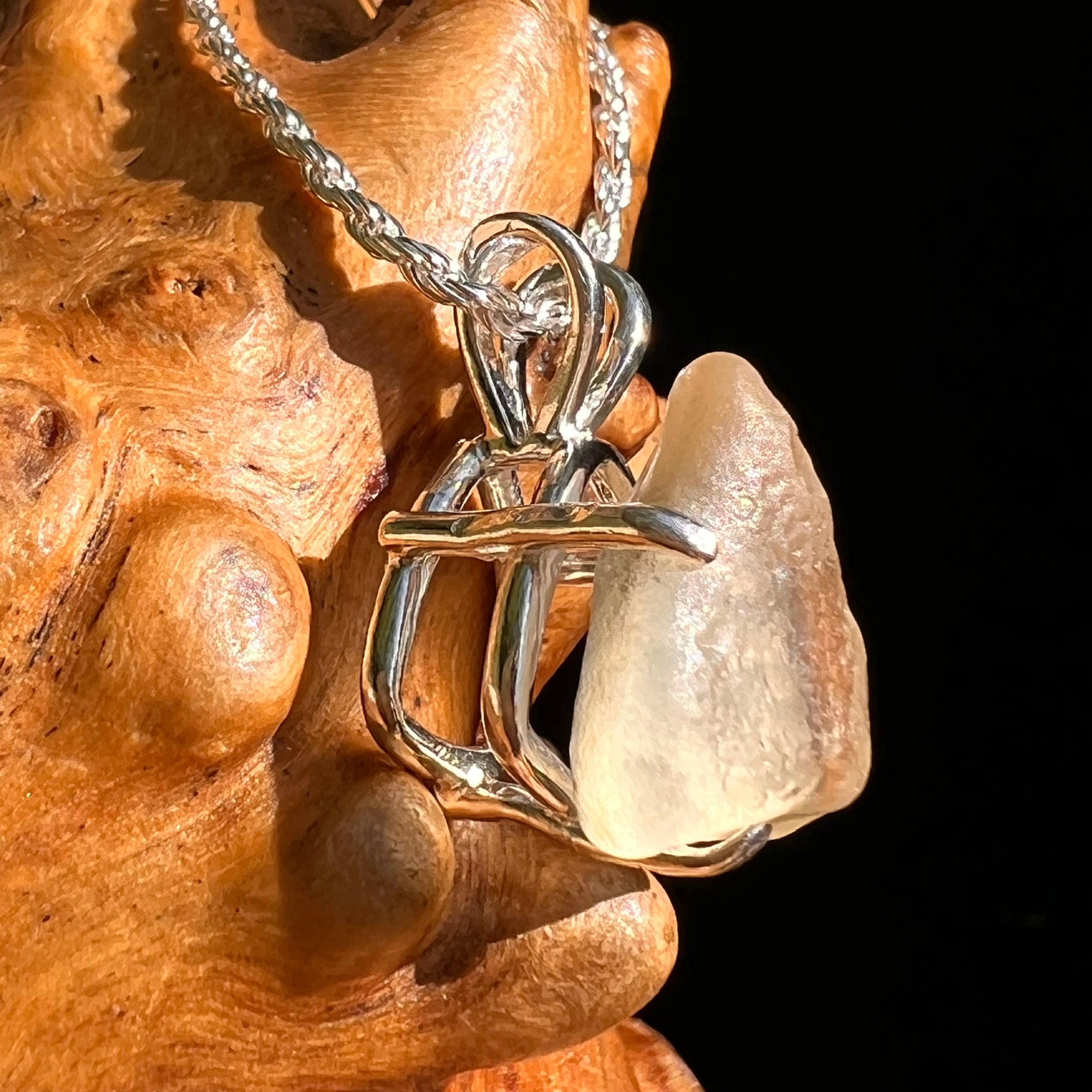 Libyan Desert Glass Pendant Sterling Silver #8365-Moldavite Life