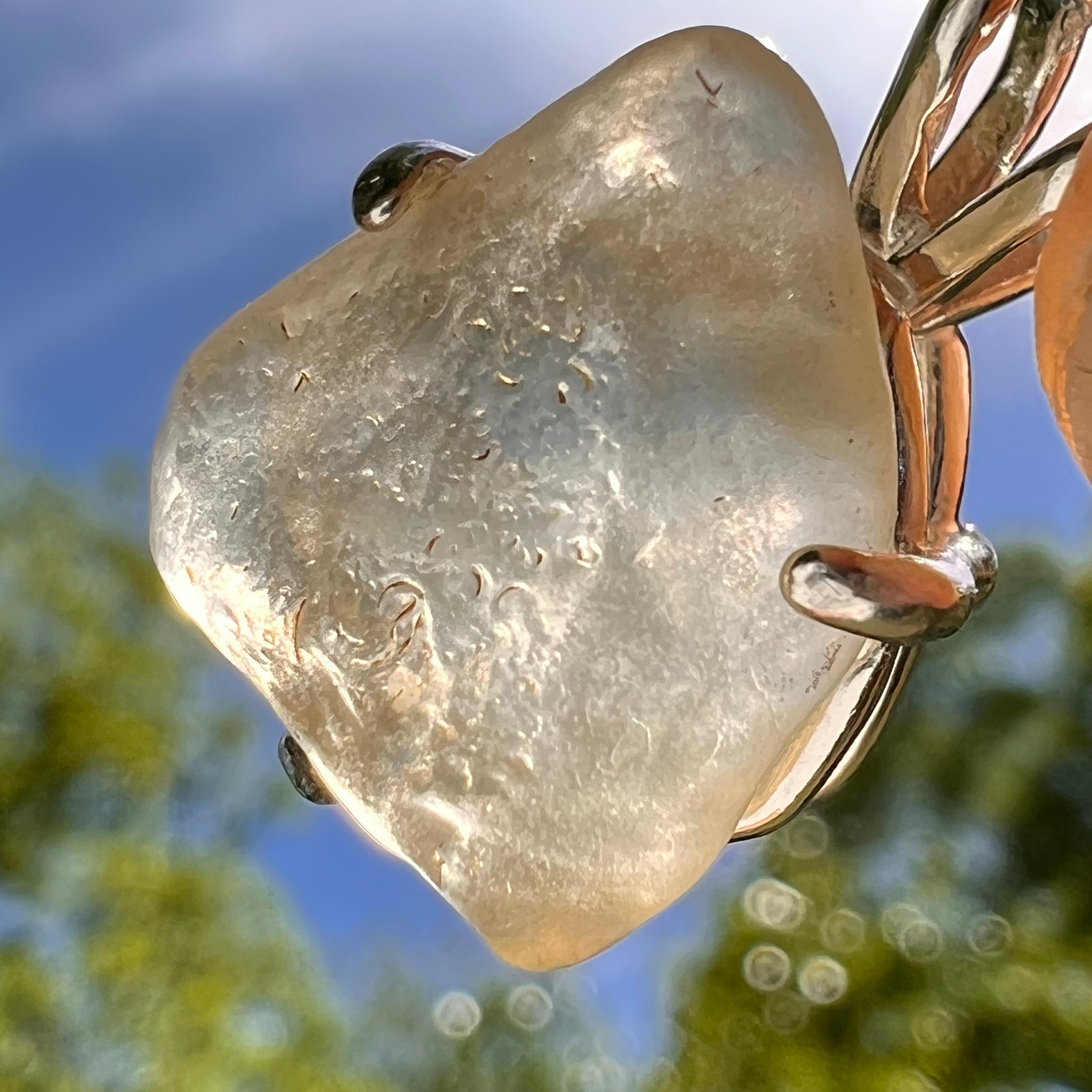 Libyan Desert Glass Pendant Sterling Silver #8365-Moldavite Life