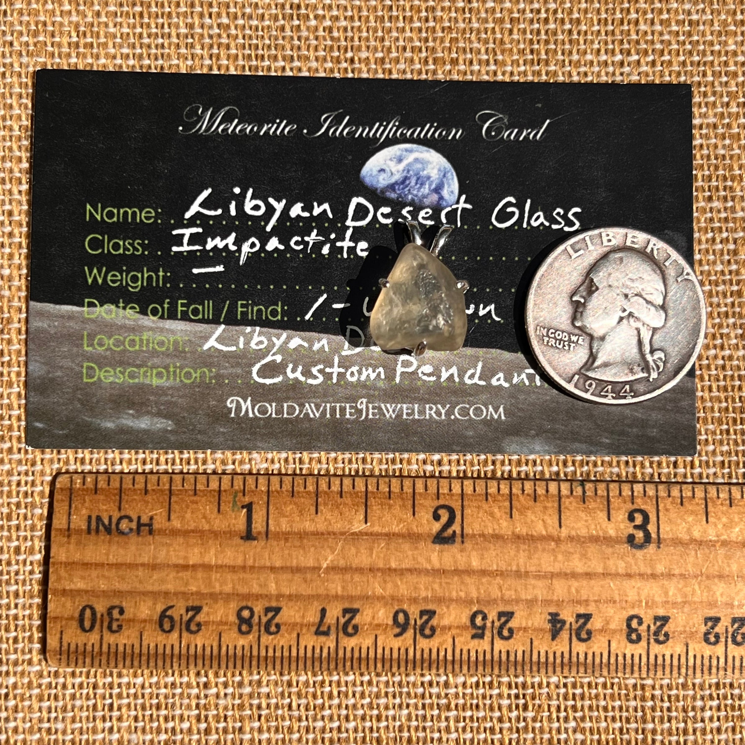 Libyan Desert Glass Pendant Sterling Silver #8365-Moldavite Life
