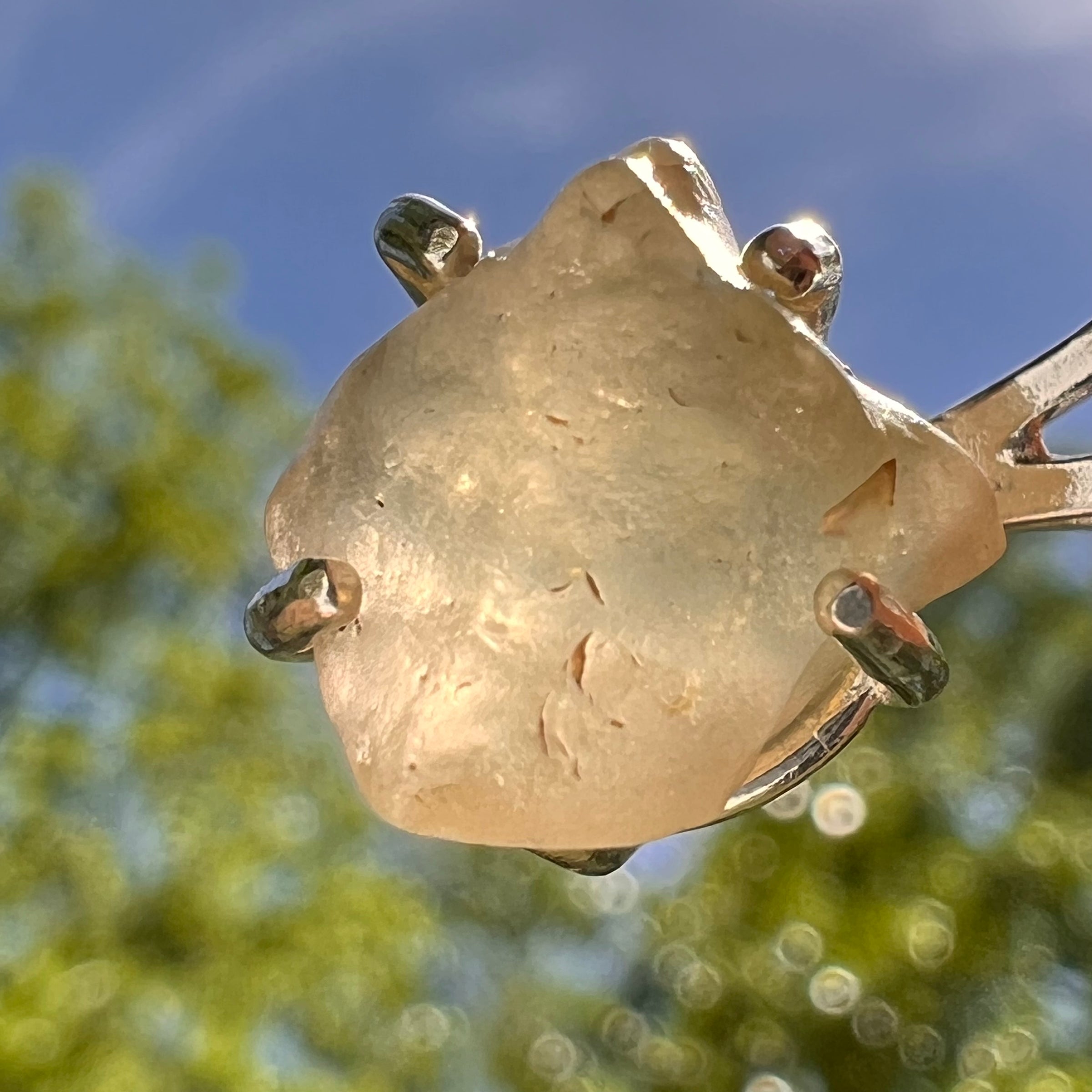 Libyan Desert Glass Pendant Sterling Silver #8367-Moldavite Life